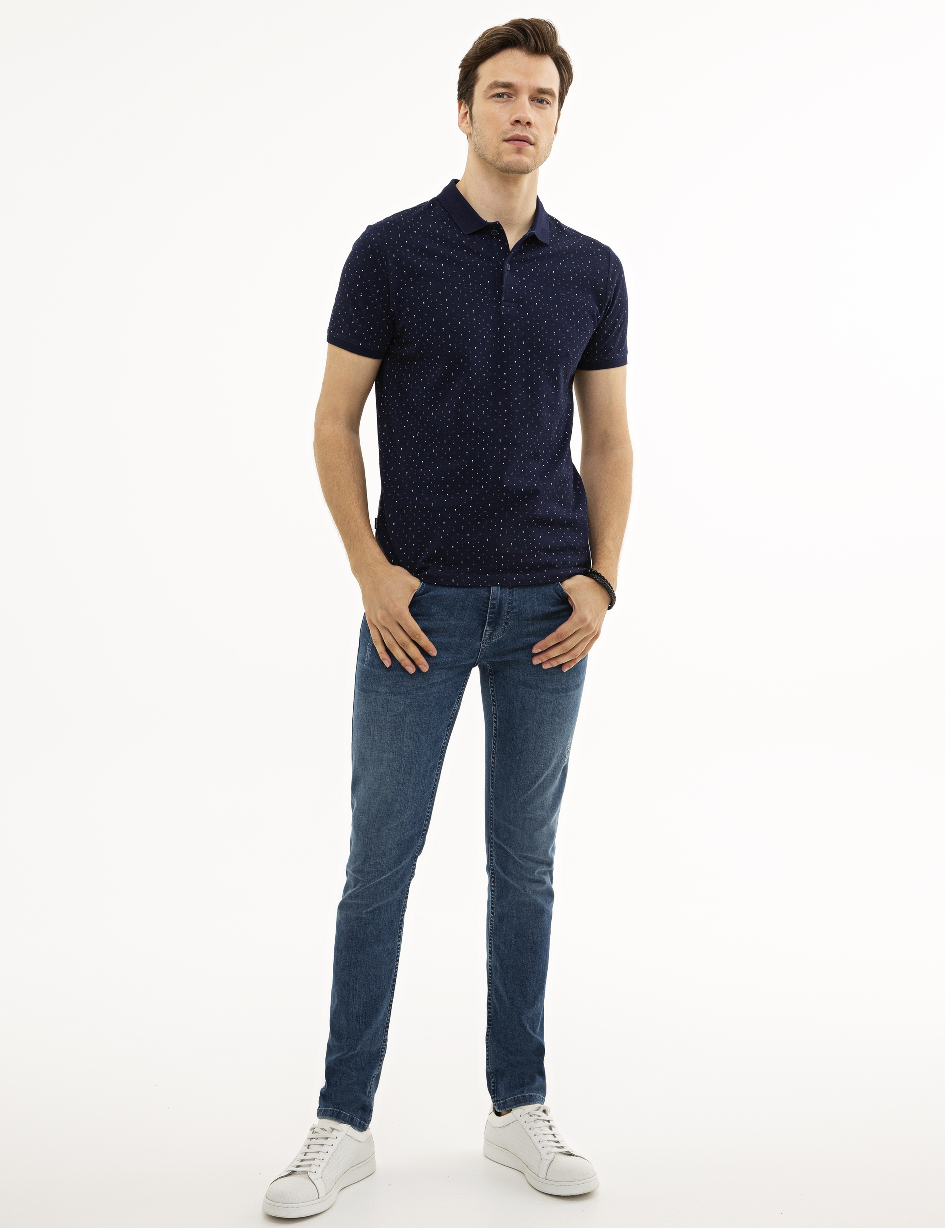 Lacivert Slim Fit Polo Yaka T-Shirt - Image 4