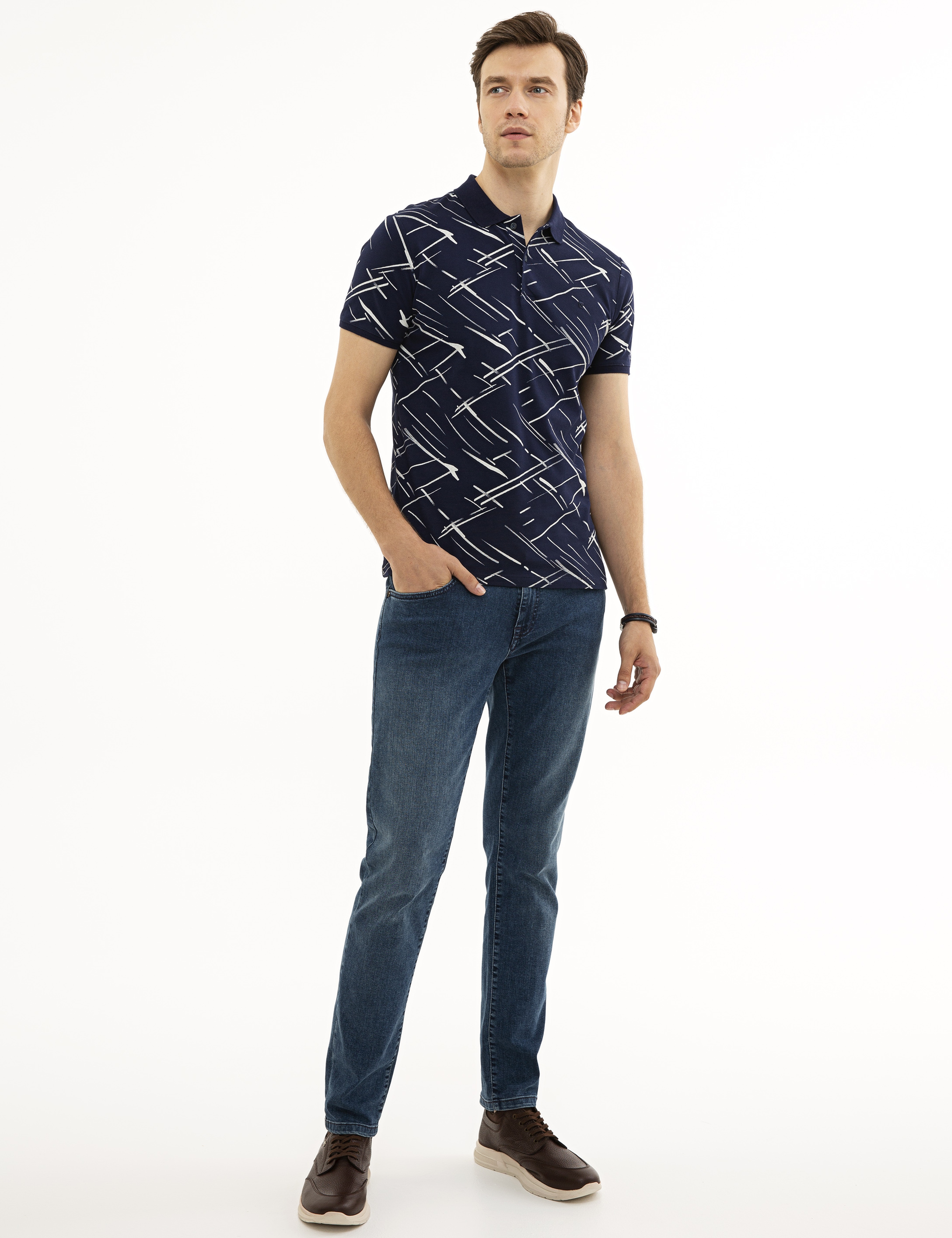 Lacivert Slim Fit Polo Yaka T-Shirt - Image 4