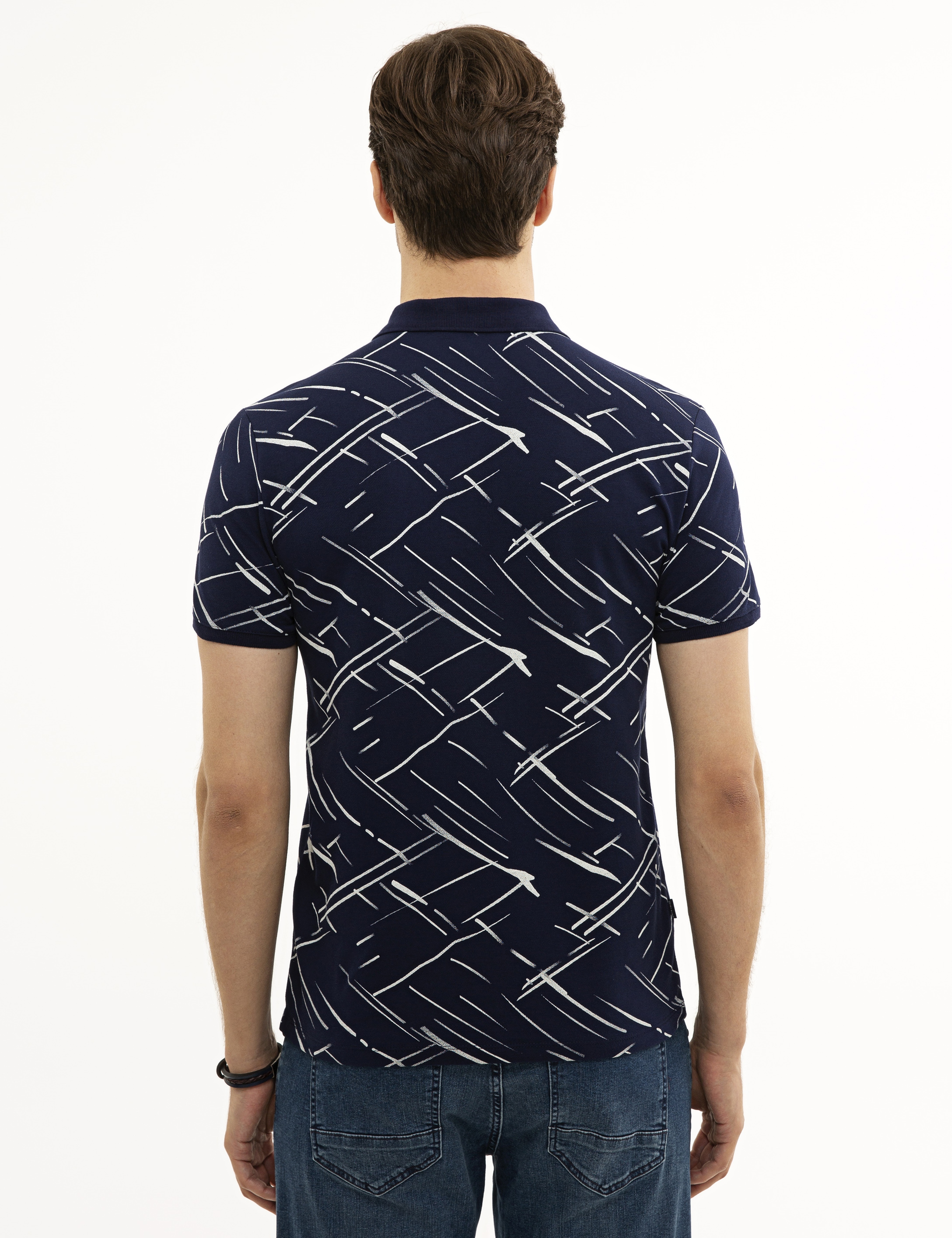 Lacivert Slim Fit Polo Yaka T-Shirt - Image 3