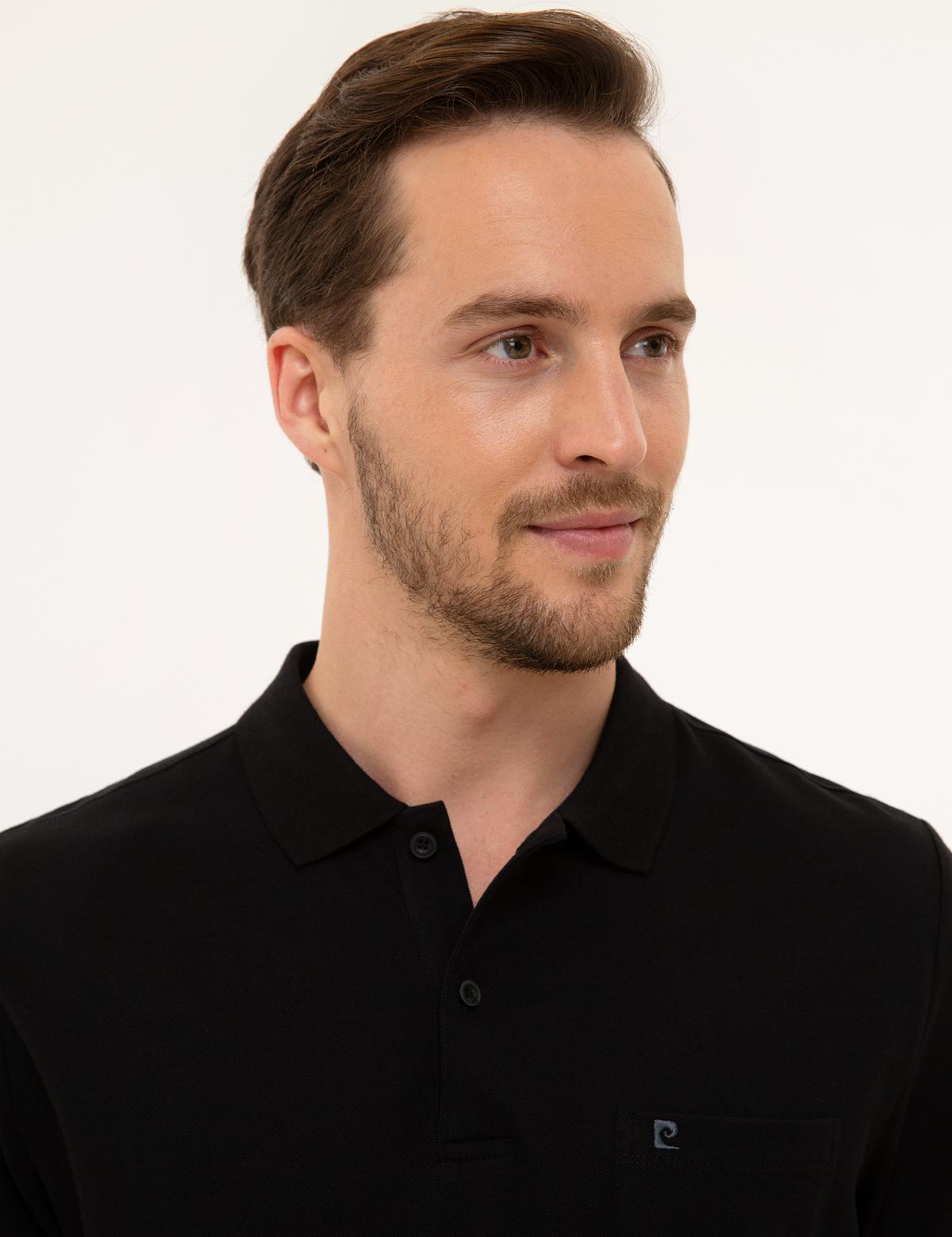 Siyah Regular Fit Polo Yaka Basic Tişört