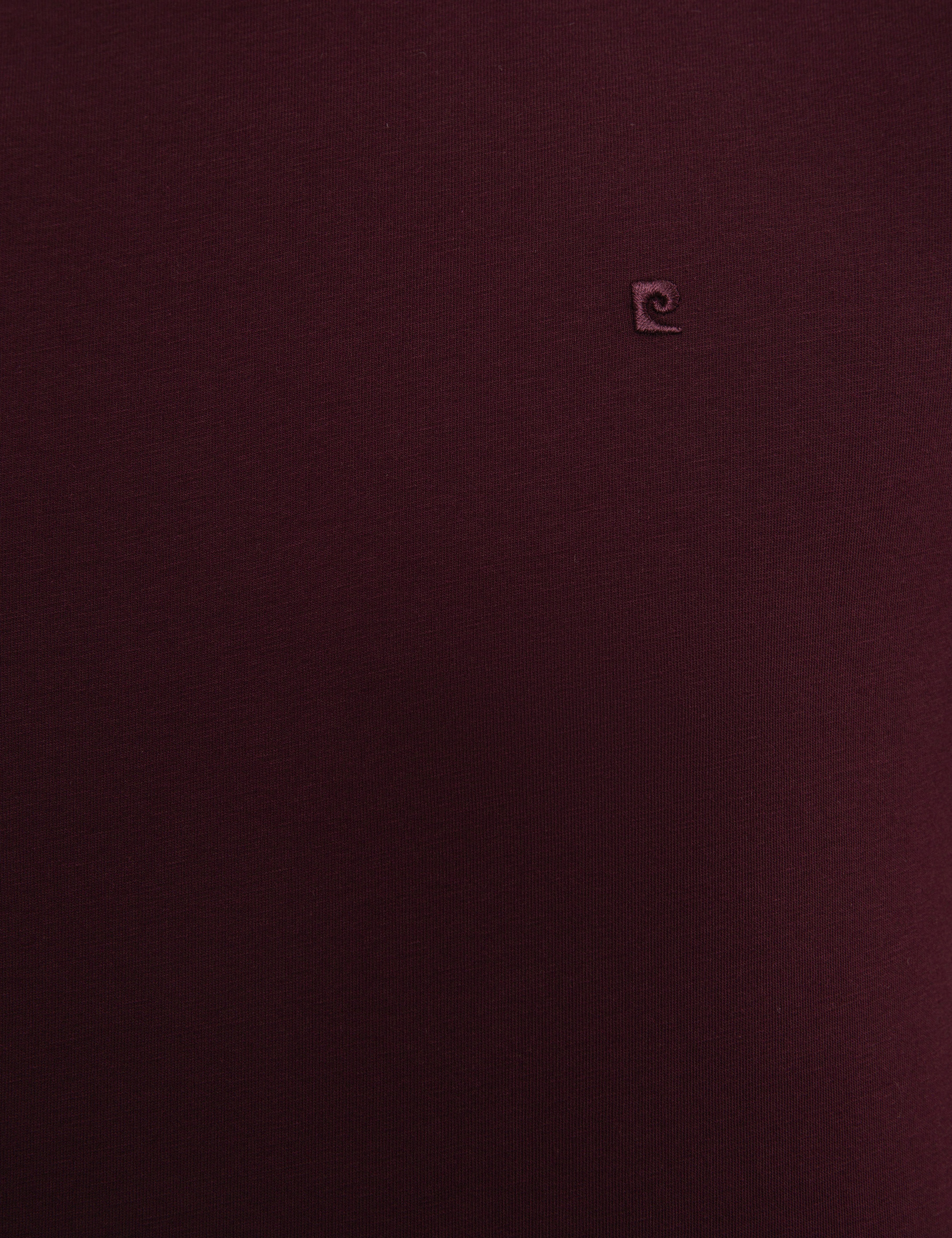 Bordo Slim Fit Bisiklet Yaka Basic T-Shirt