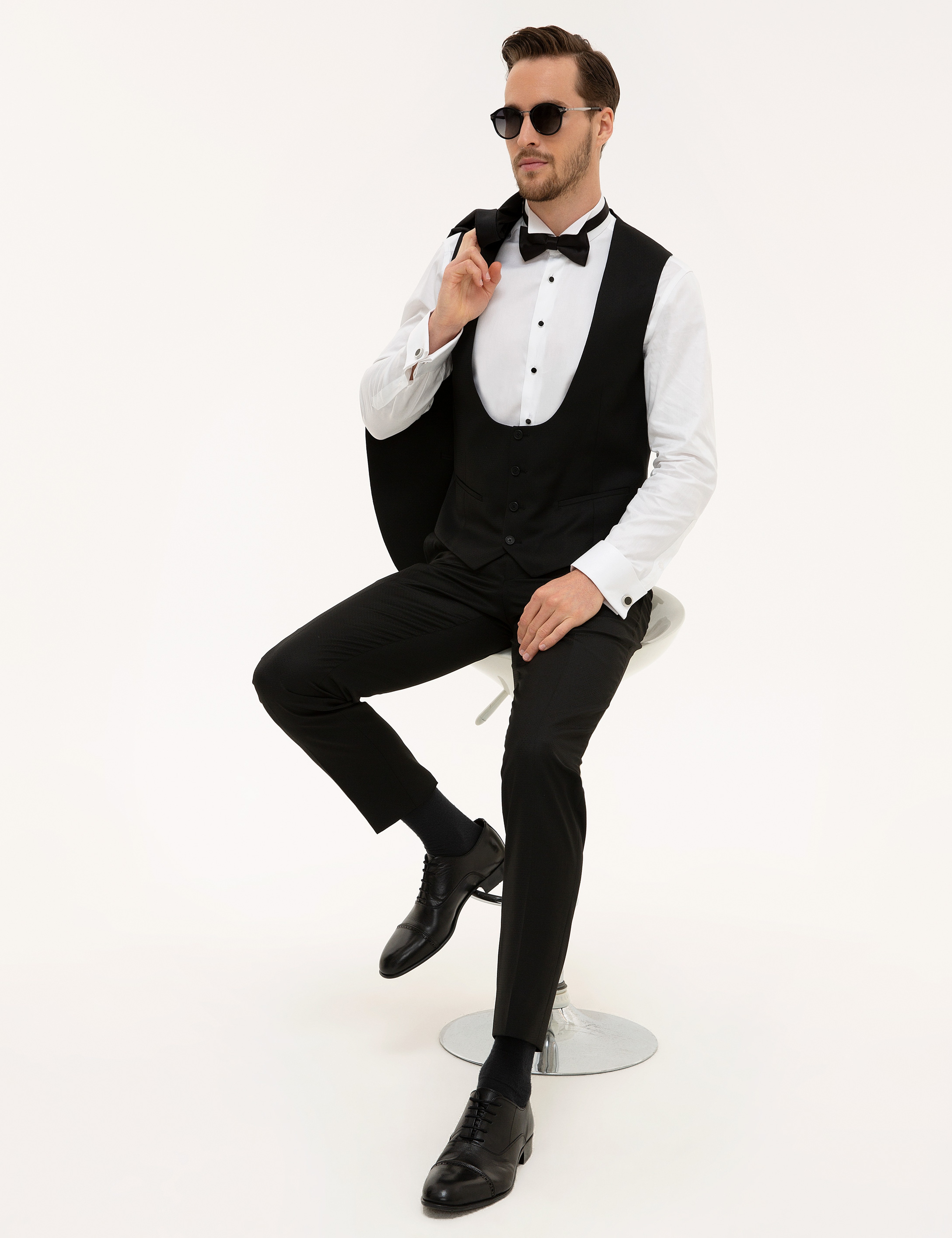 Siyah Ex.Slim Fit Smokin Damatlık - Image 3