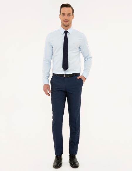 Açık Mavi Slim Fit Armürlü Gömlek - 50227373014