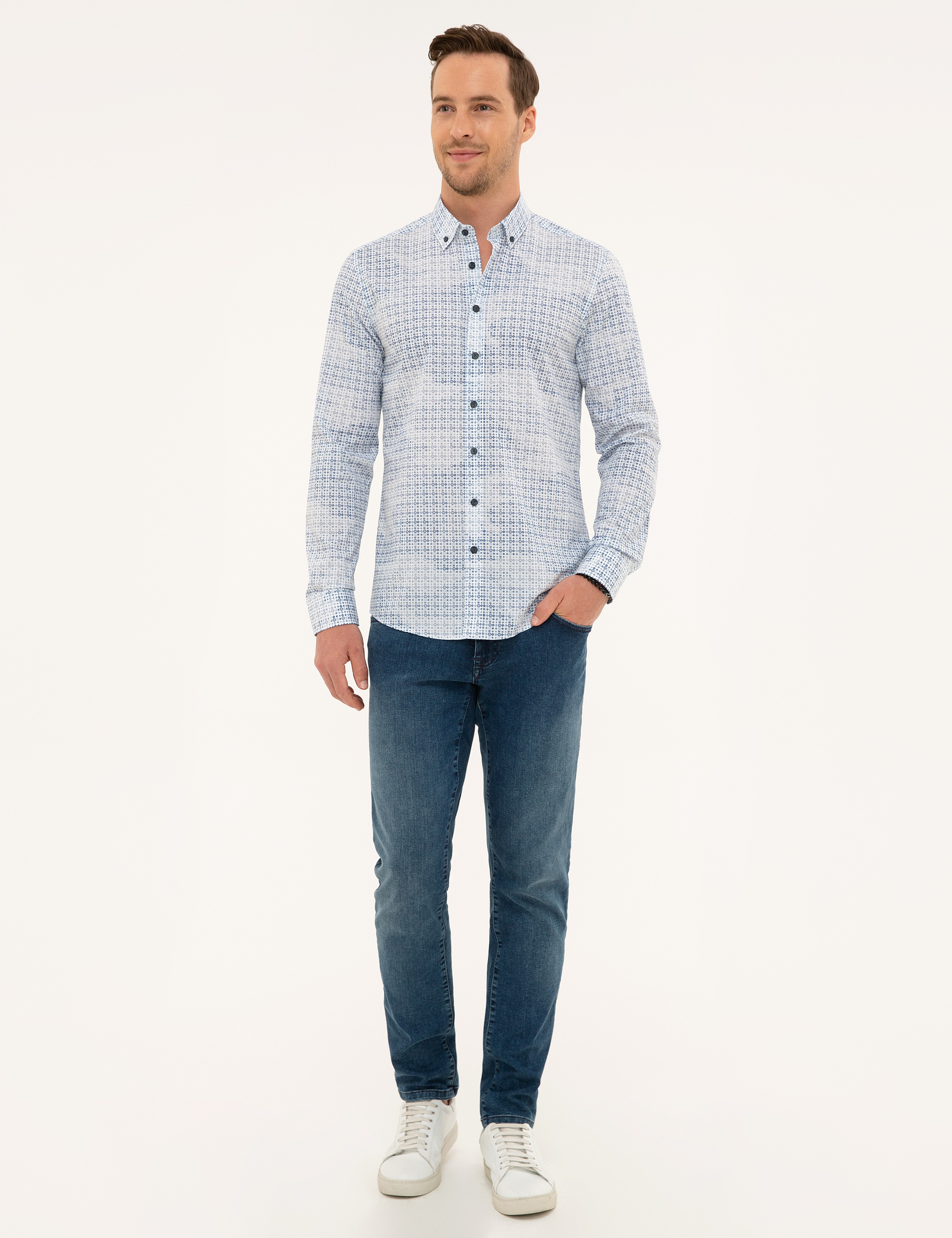 Mavi Slim Fit Uzun Kollu Gömlek