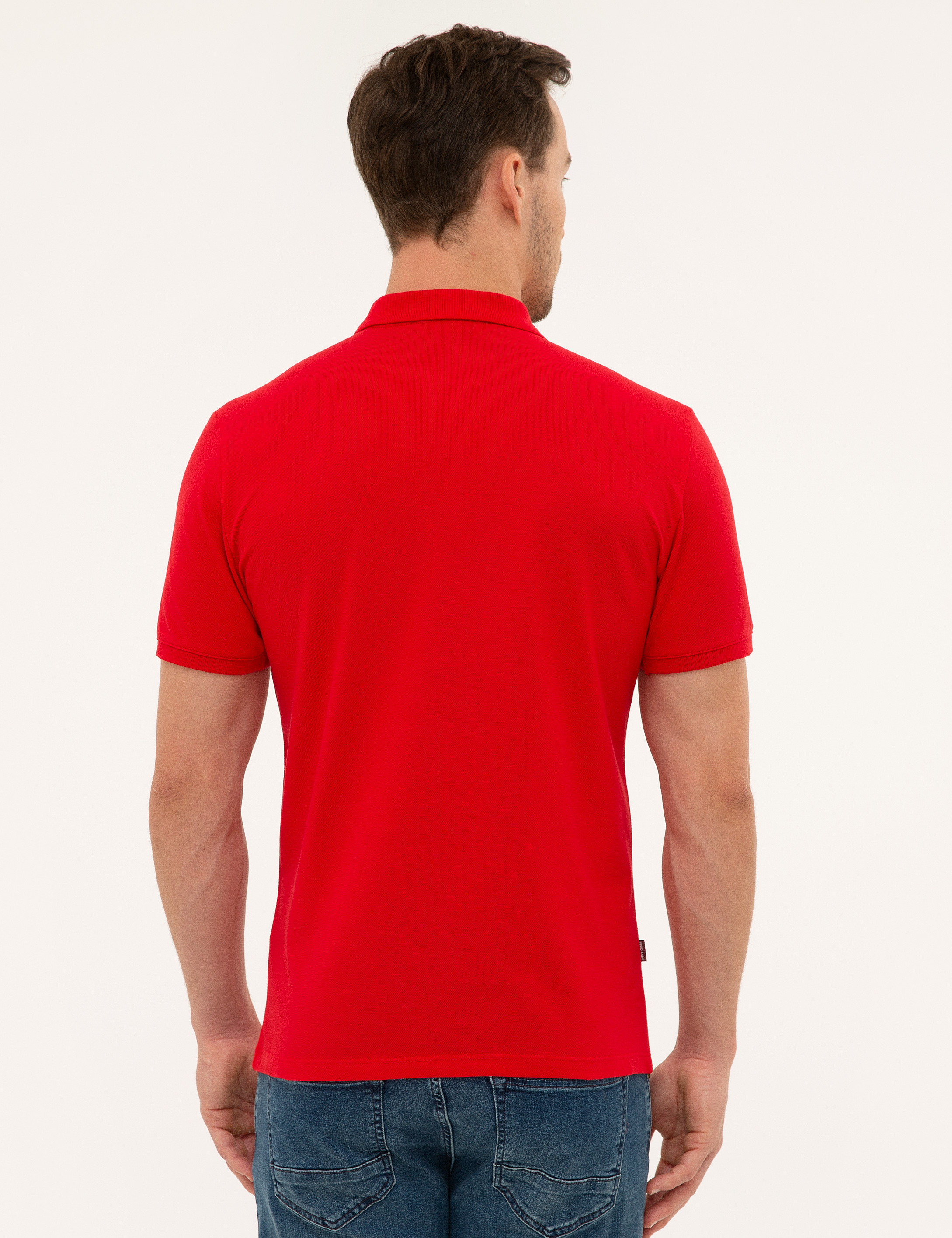 Koyu Kırmızı Slim Fit Basic Polo Yaka T-Shirt - Image 2