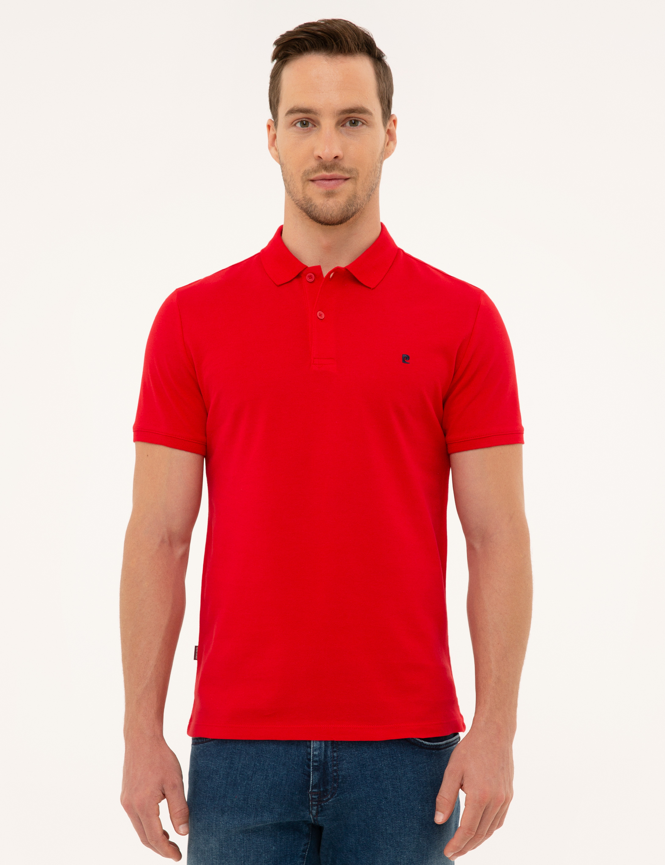 Koyu Kırmızı Slim Fit Basic Polo Yaka T-Shirt - Image 3