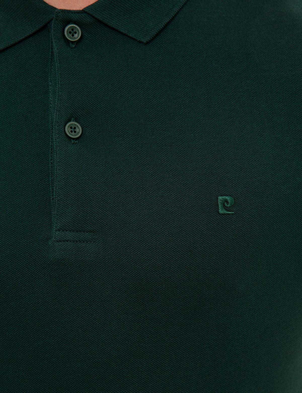 Koyu Yeşil Slim Fit Polo Yaka Sweatshirt - 50226541061