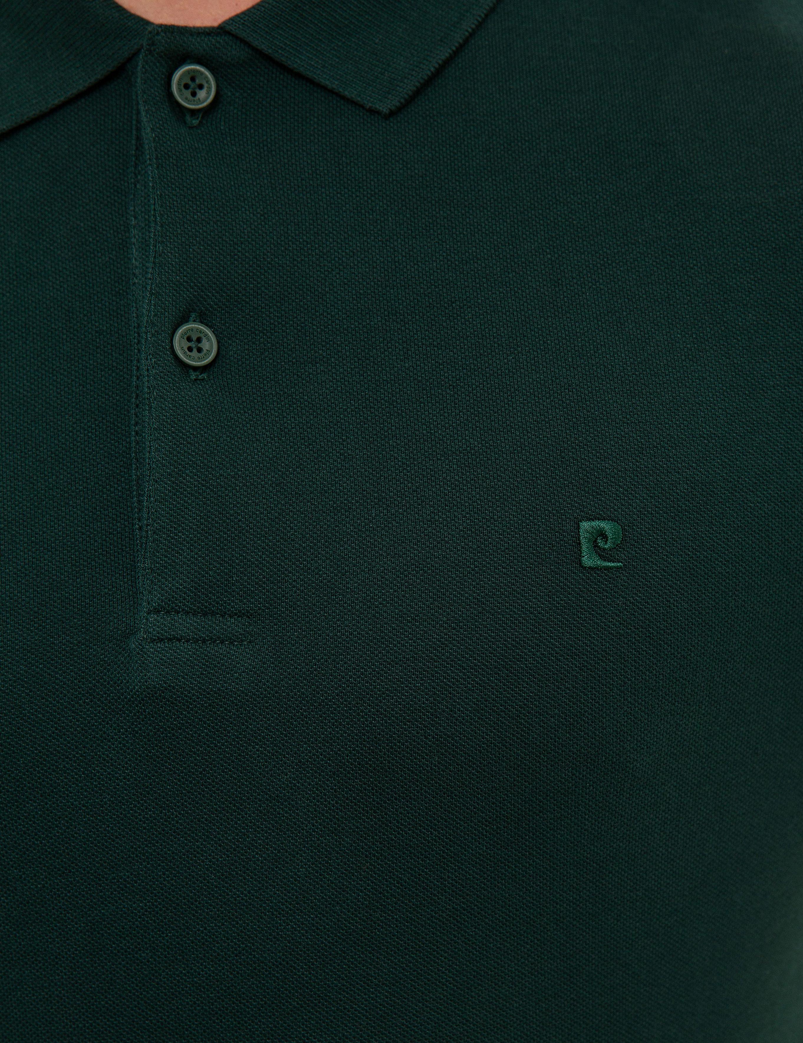 Koyu Yeşil Slim Fit Polo Yaka Sweatshirt