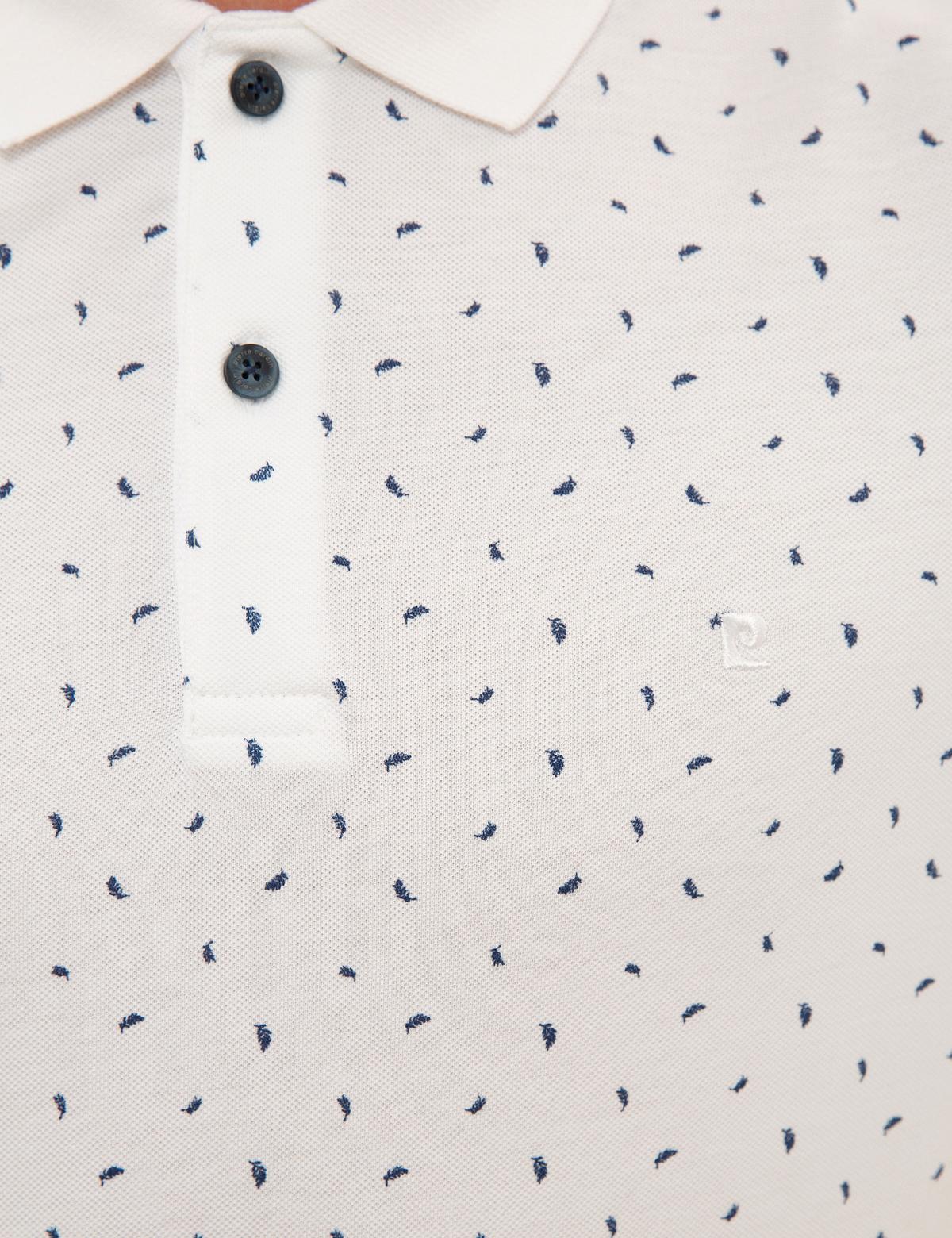 Lacivert Detaylı Beyaz Slim Fit Polo Yaka Tişört - 50226620007