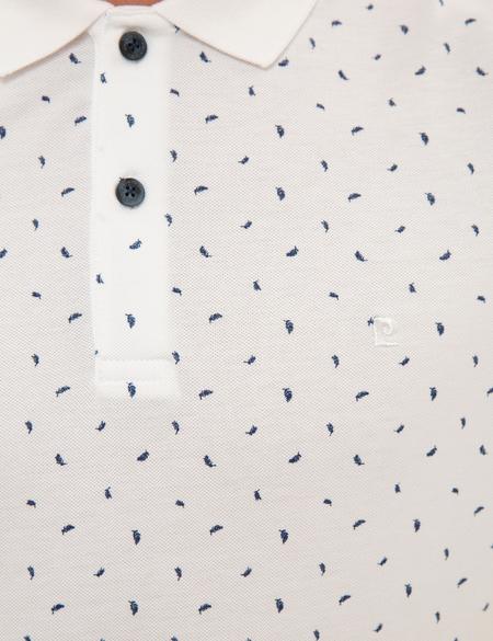 Lacivert Detaylı Beyaz Slim Fit Polo Yaka Tişört - 50226620007