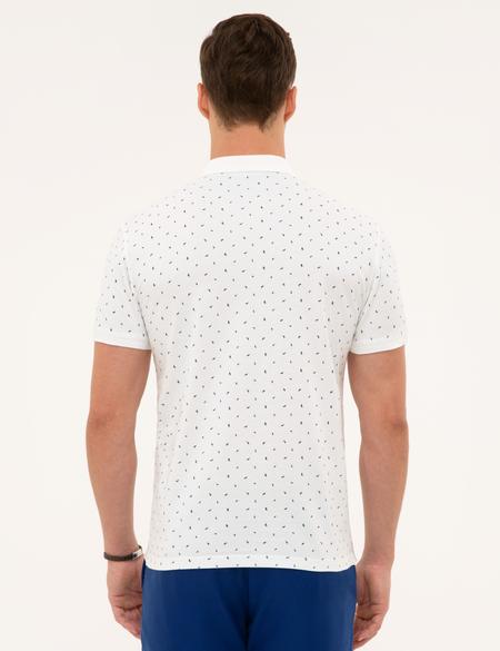 Lacivert Detaylı Beyaz Slim Fit Polo Yaka Tişört - 50226620007