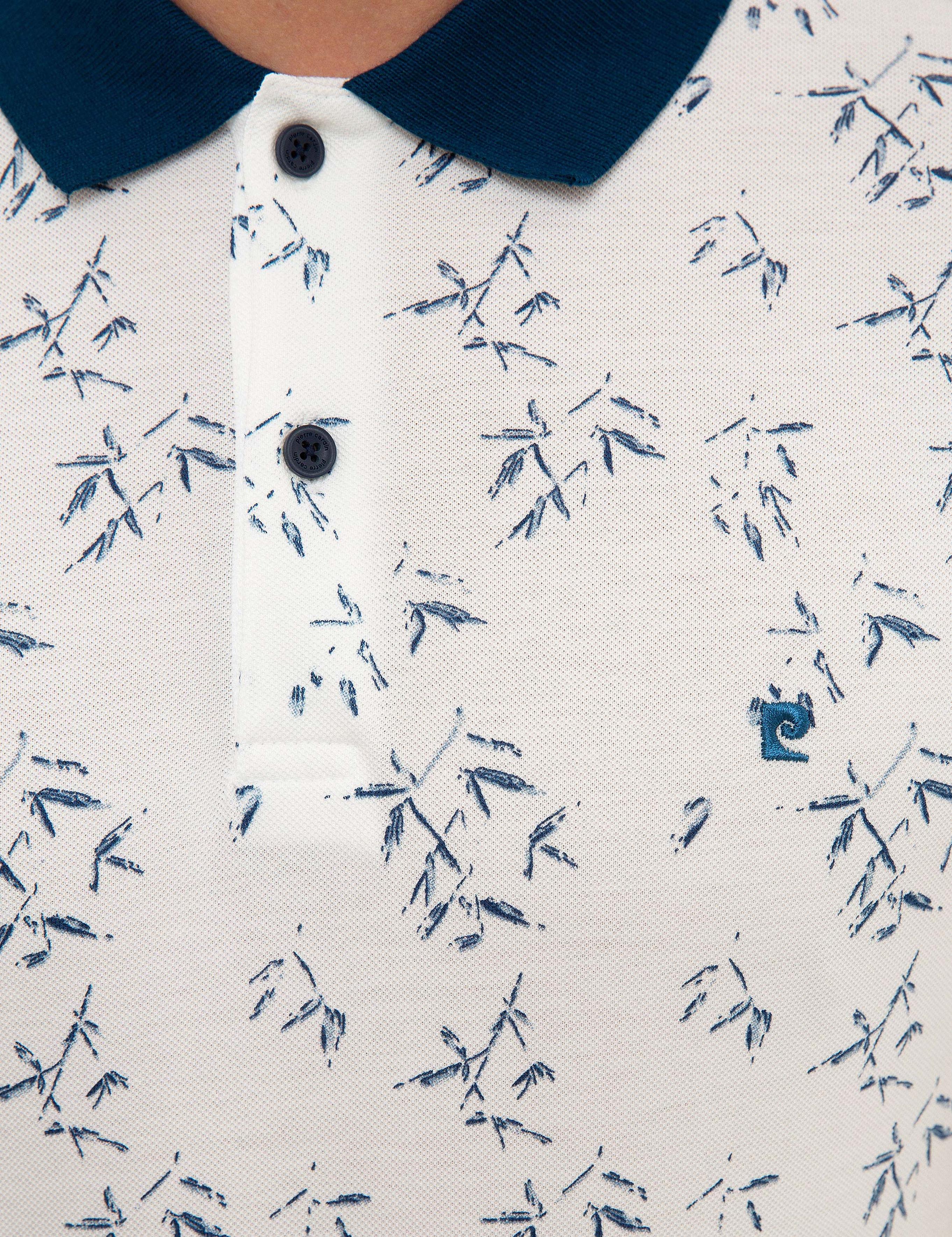 Lacivert Detaylı Beyaz Slim Fit Polo Yaka T-Shirt