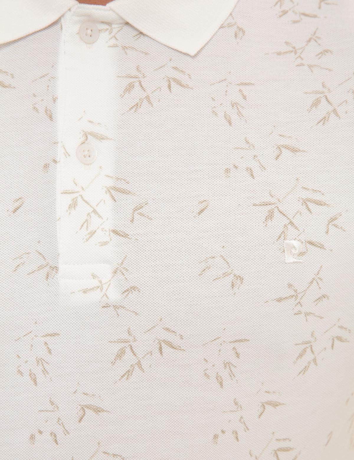 Bej Detaylı Beyaz Slim Fit Polo Yaka T-Shirt - 50226636015