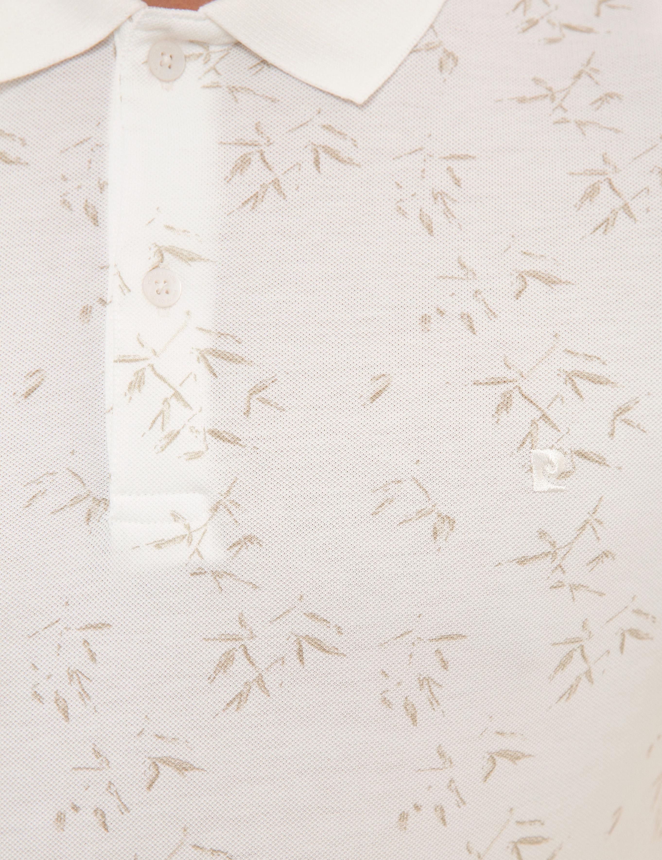 Bej Detaylı Beyaz Slim Fit Polo Yaka T-Shirt