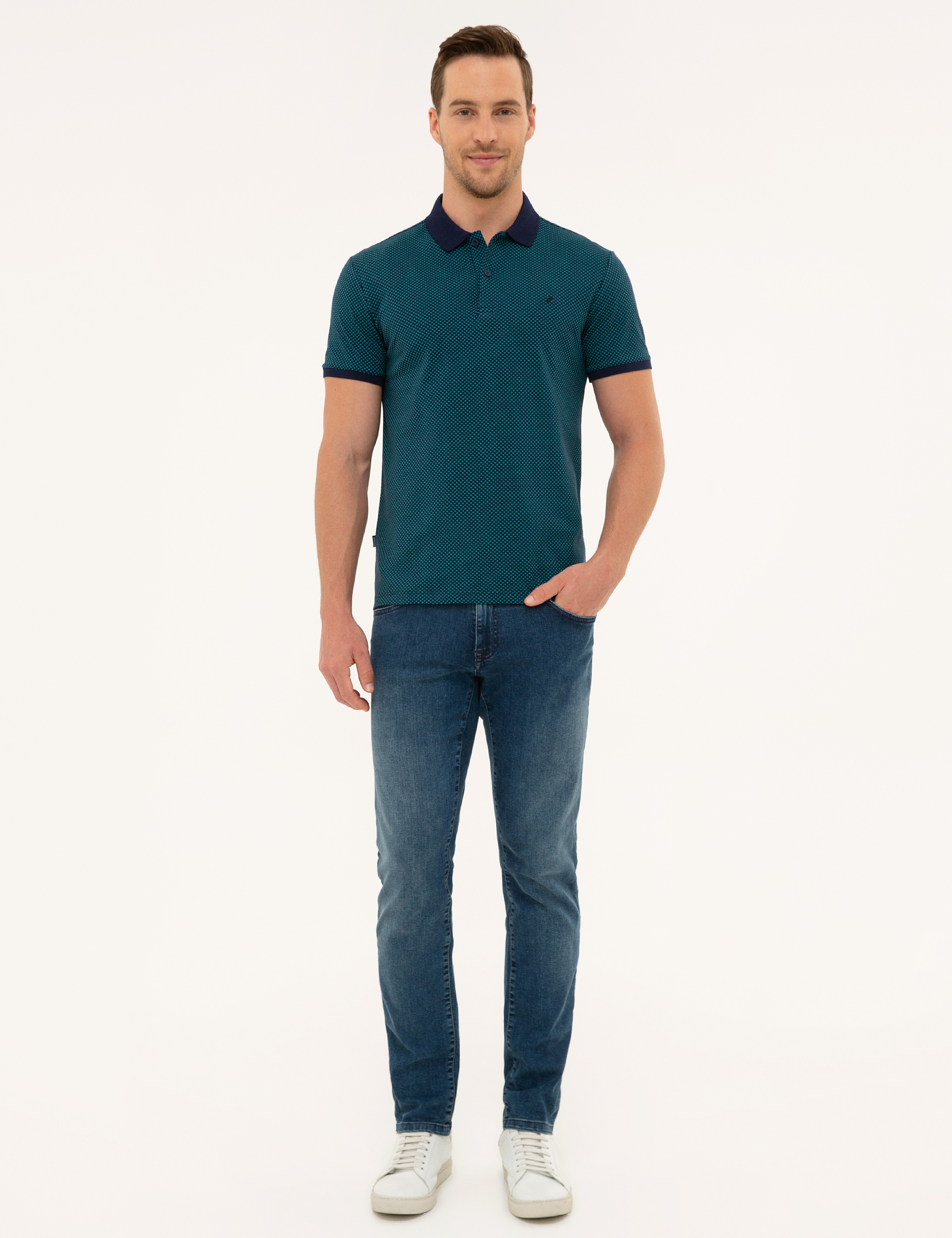 Lacivert Slim Fit Polo Yaka Tişört - Image 4