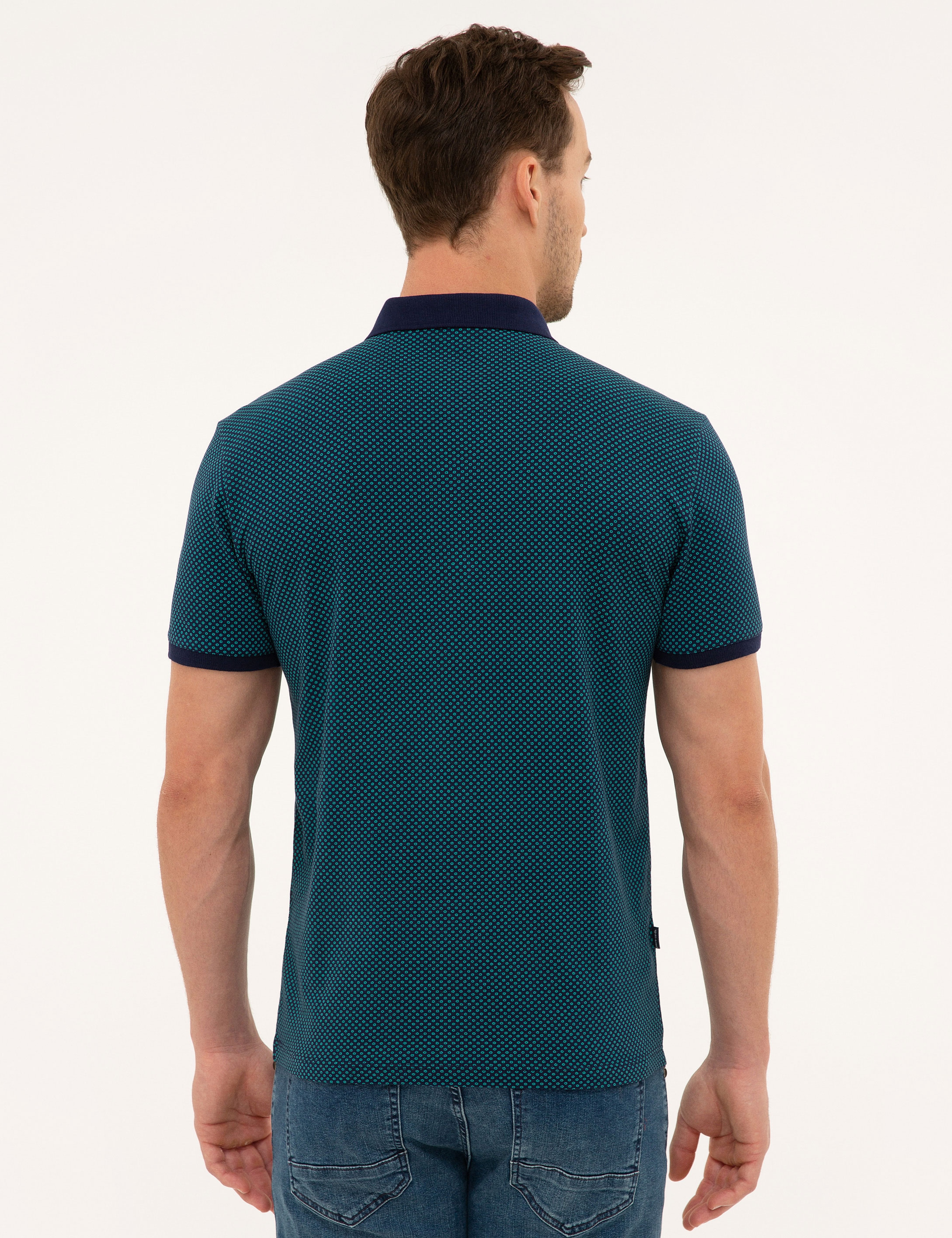Lacivert Slim Fit Polo Yaka Tişört - Image 3