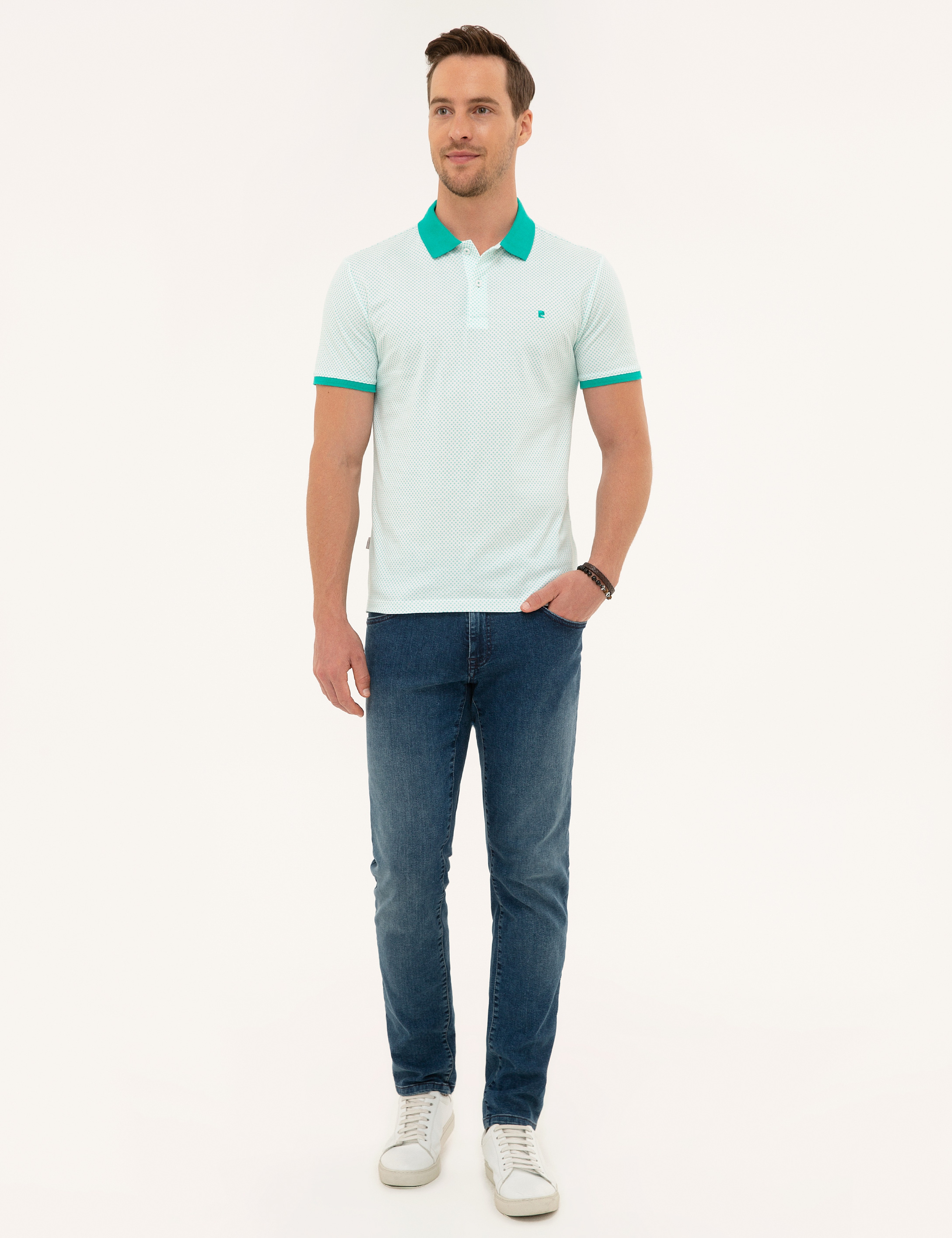 Mint Yeşil Slim Fit Polo Yaka T-Shirt - Image 4
