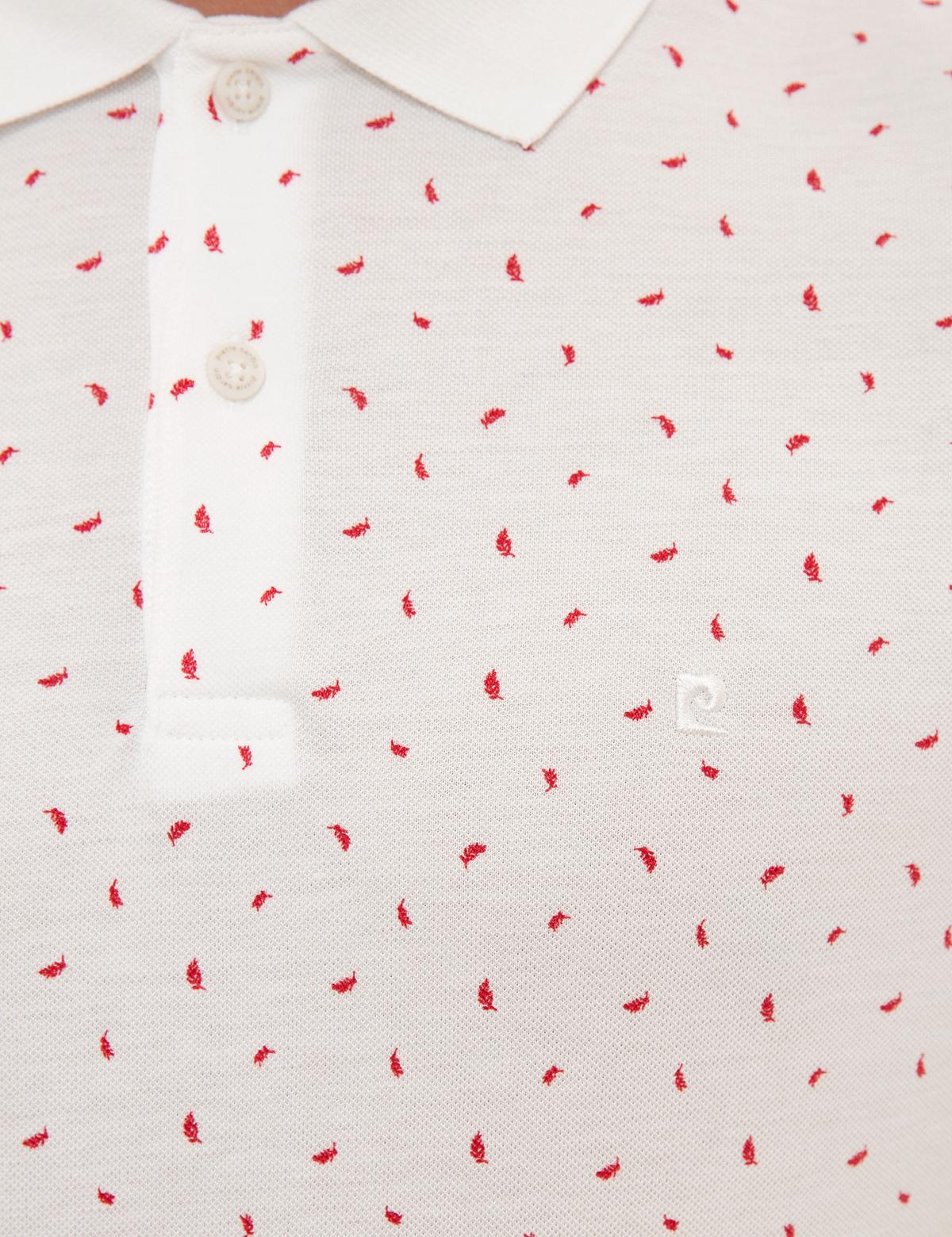 Kırmızı Detaylı Beyaz Slim Fit Polo Yaka Tişört - 50226620025