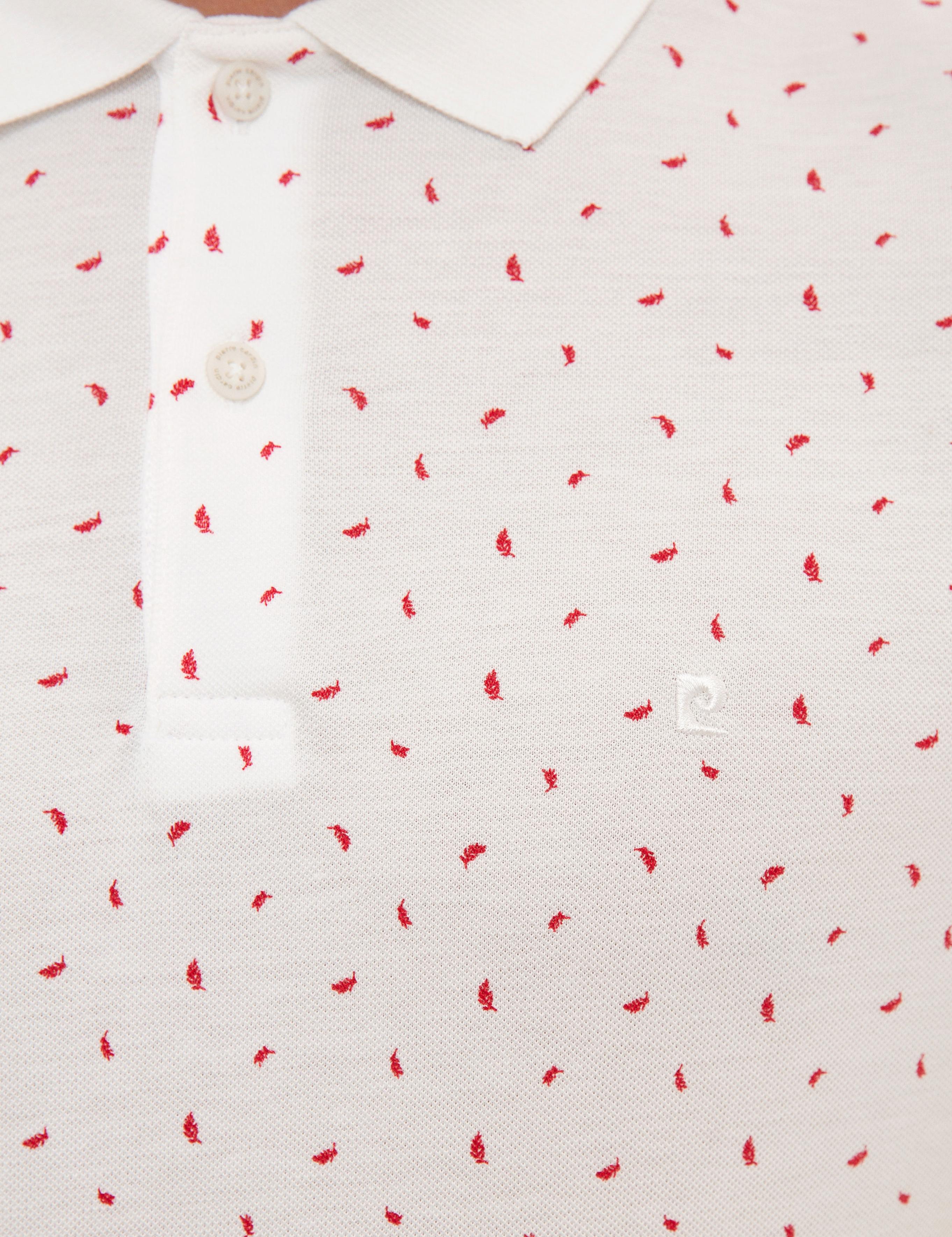 Kırmızı Detaylı Beyaz Slim Fit Polo Yaka Tişört