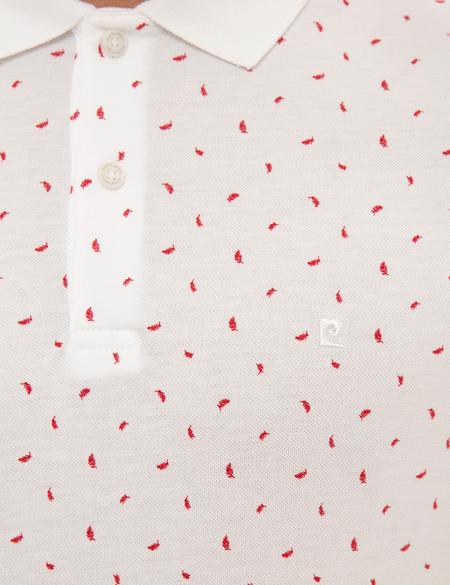 Kırmızı Detaylı Beyaz Slim Fit Polo Yaka Tişört - 50226620025