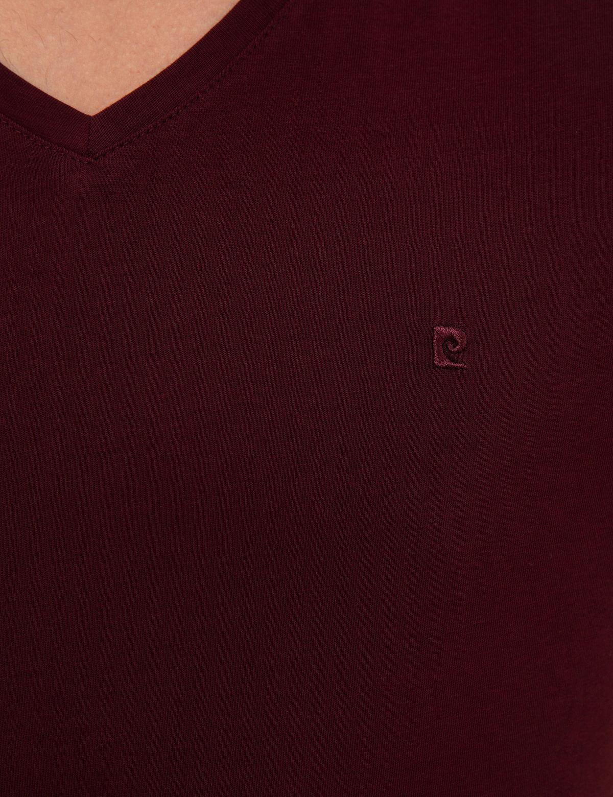 Bordo Slim Fit V Yaka Basic Tişört - 50225532043