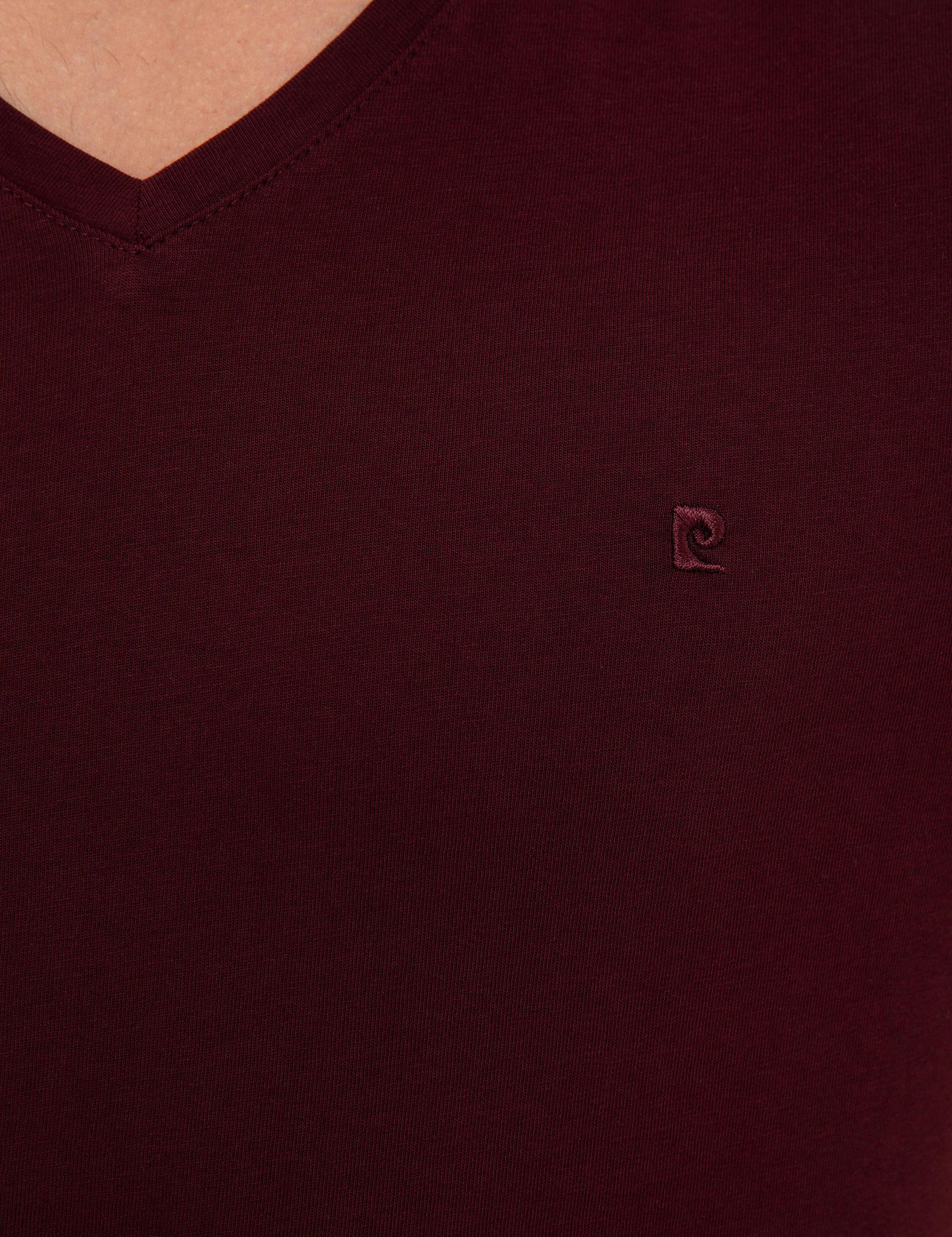 Bordo Slim Fit V Yaka Basic Tişört