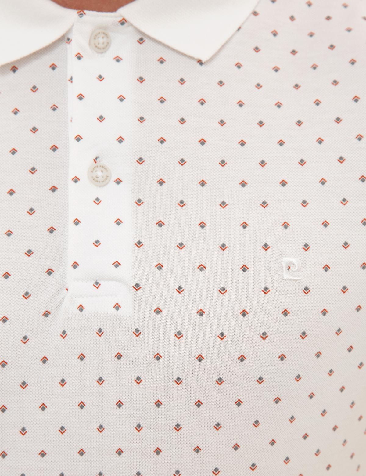 Kahverengi Detaylı Beyaz Slim Fit Polo Yaka T-Shirt - 50226638002