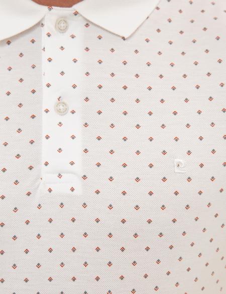 Kahverengi Detaylı Beyaz Slim Fit Polo Yaka T-Shirt - 50226638002