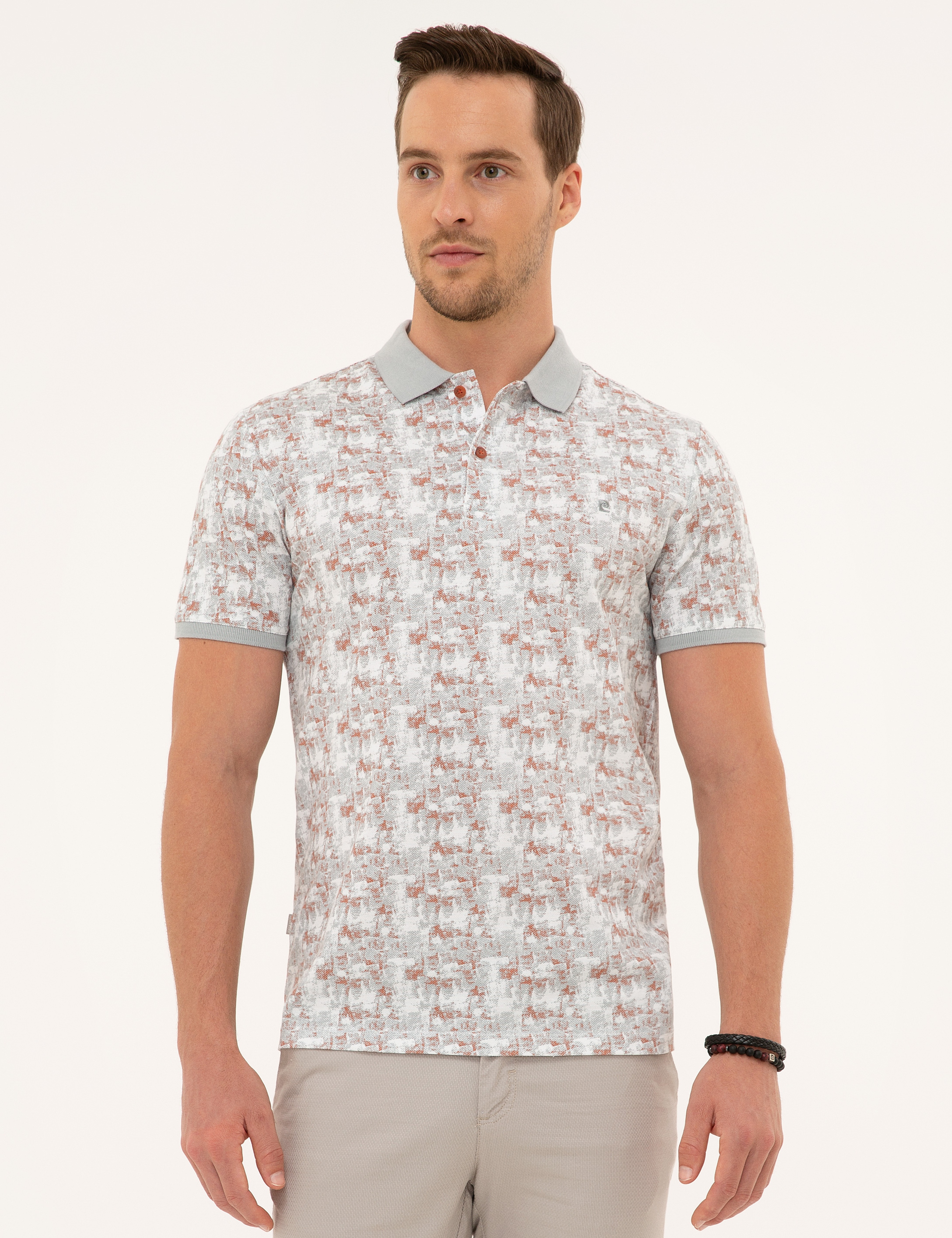 Gri Slim Fit Polo Yaka T-Shirt - Image 1