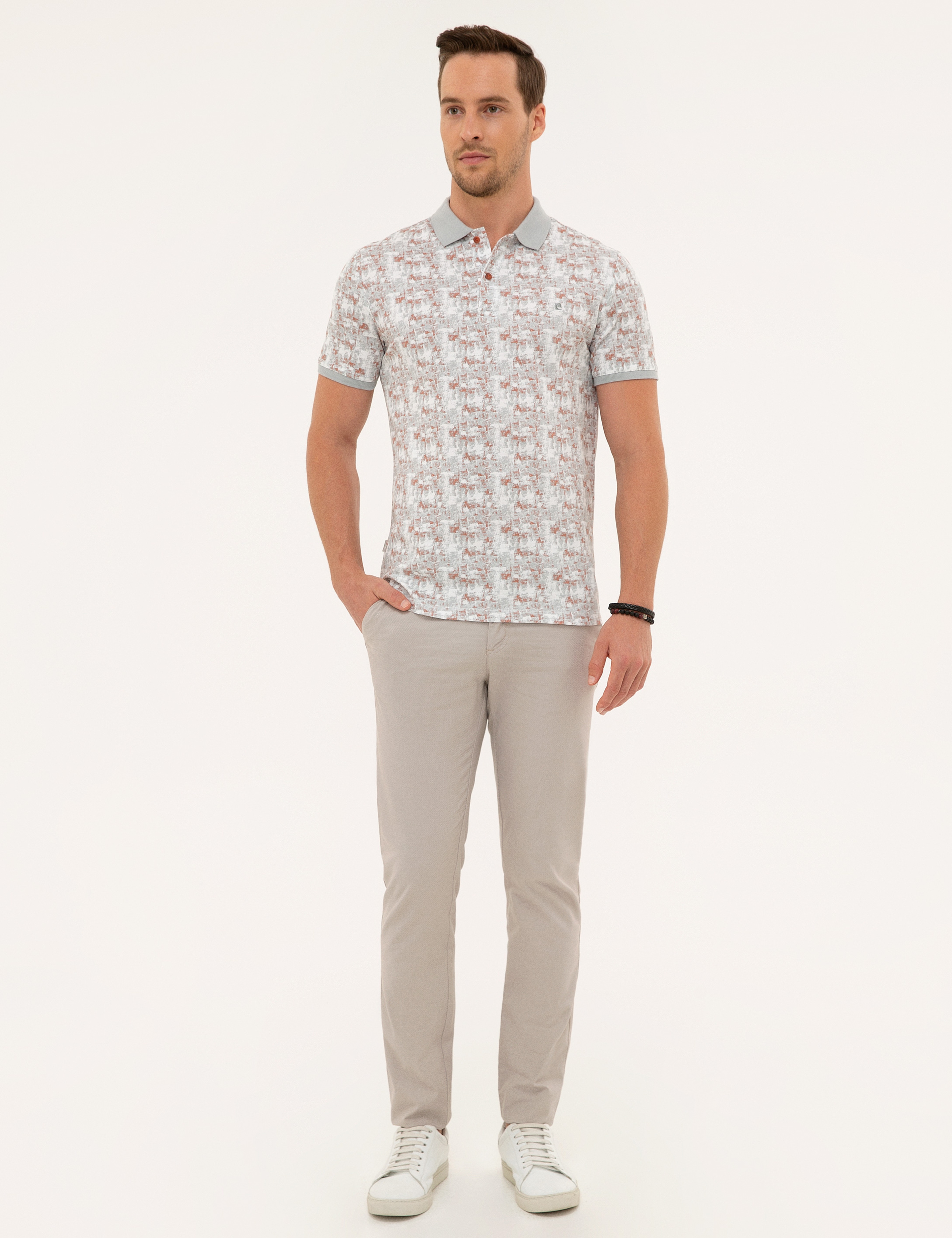 Gri Slim Fit Polo Yaka T-Shirt - Image 4
