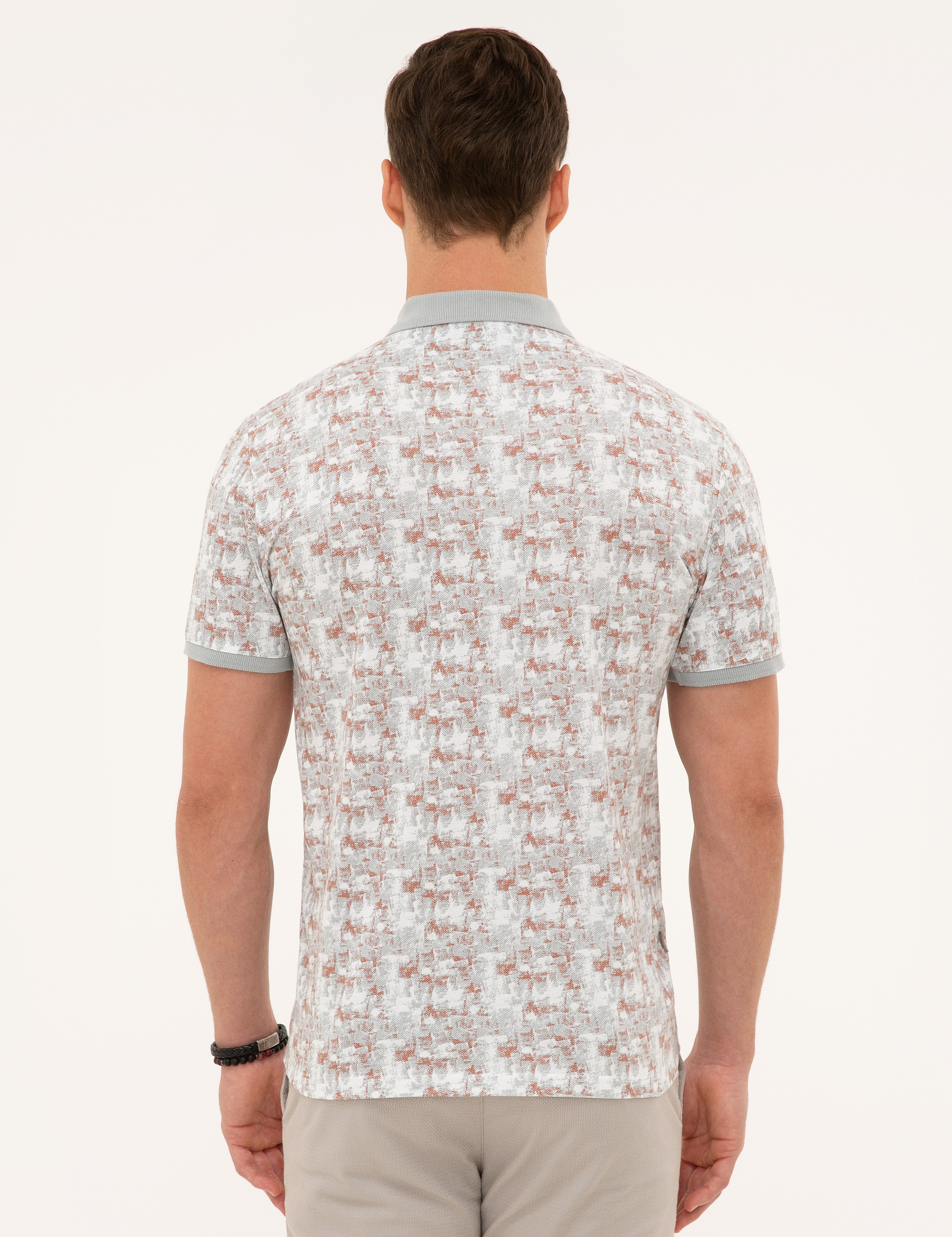 Gri Slim Fit Polo Yaka T-Shirt - Image 3