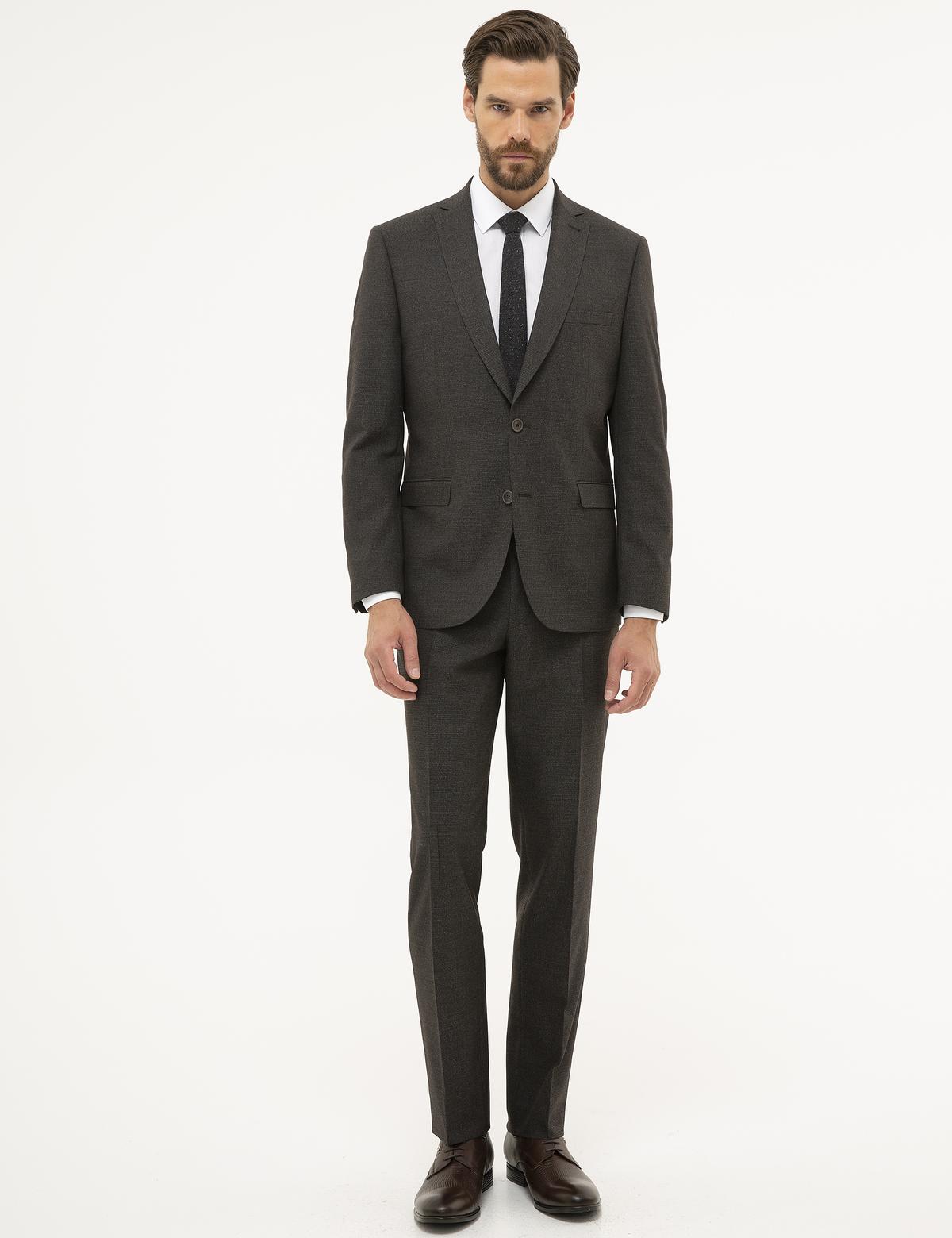 Kahverengi Slim Fit Takım Elbise