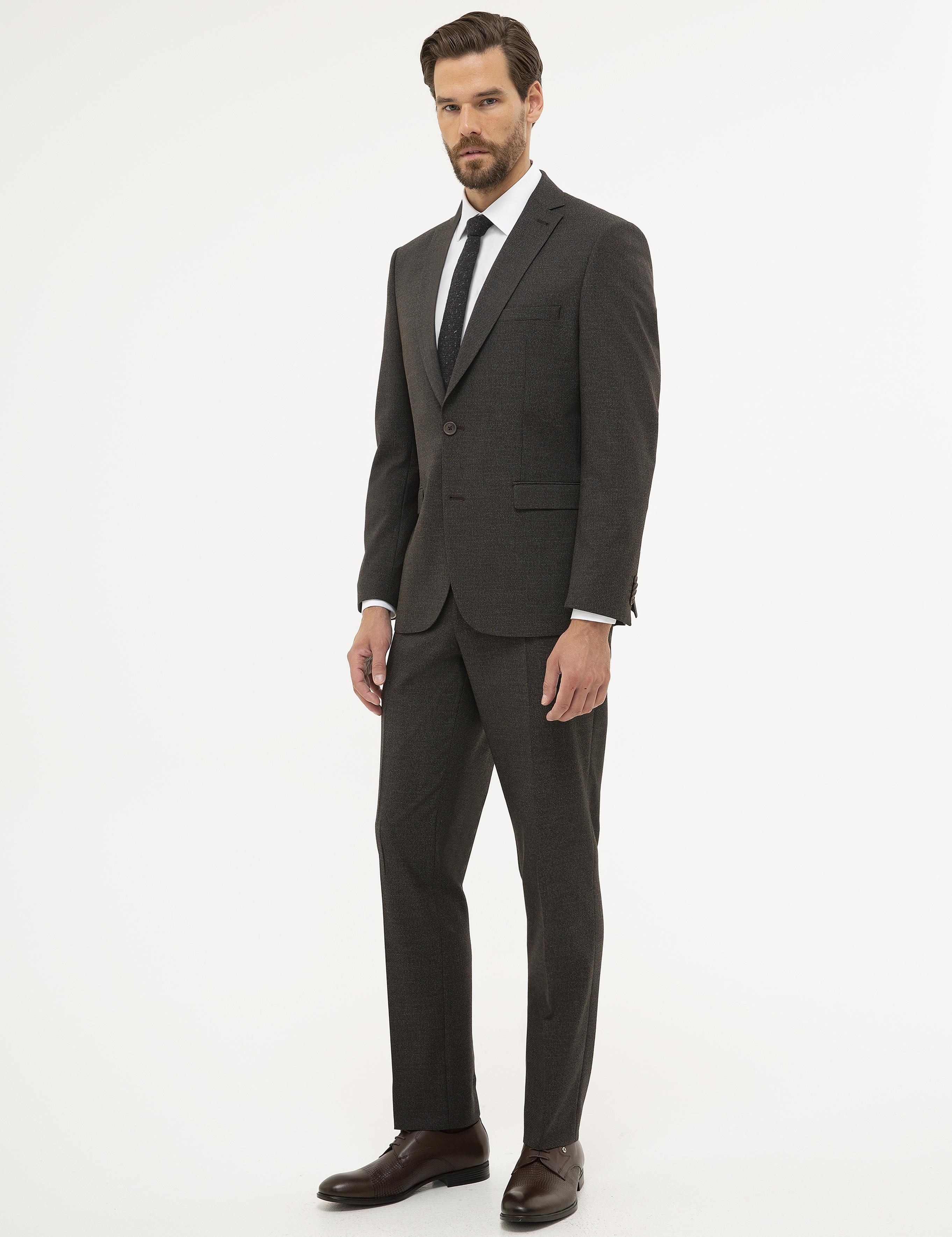 Kahverengi Slim Fit Takım Elbise