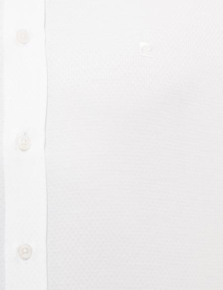 Beyaz Slim Fit Armürlü Gömlek - 50227479004