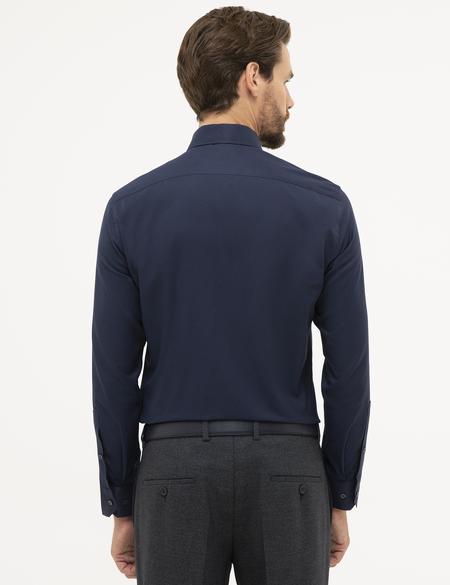 Lacivert Slim Fit Armürlü Gömlek - 50227479027