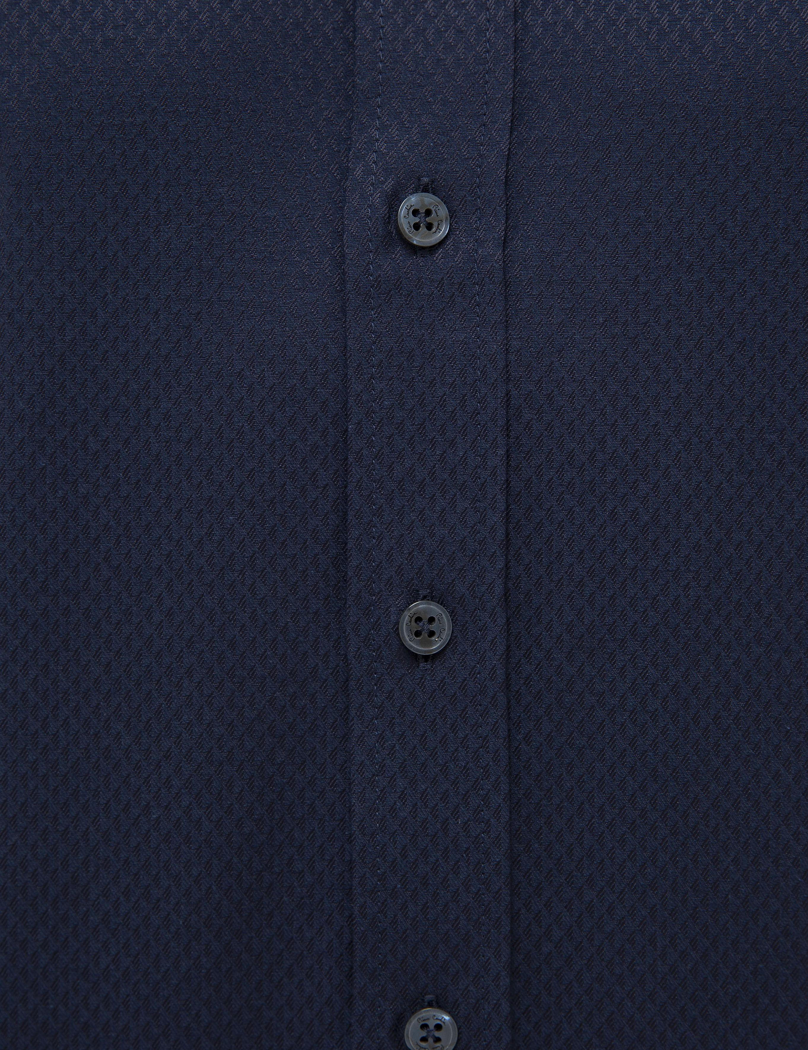 Lacivert Slim Fit Armürlü Gömlek