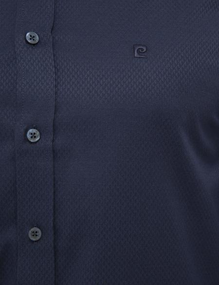 Lacivert Slim Fit Armürlü Gömlek - 50227479027