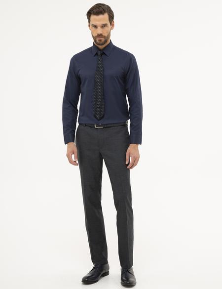 Lacivert Slim Fit Armürlü Gömlek - 50227479027