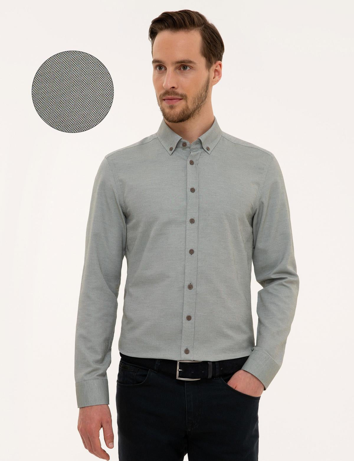 Haki Slim Fit Oxford Gömlek