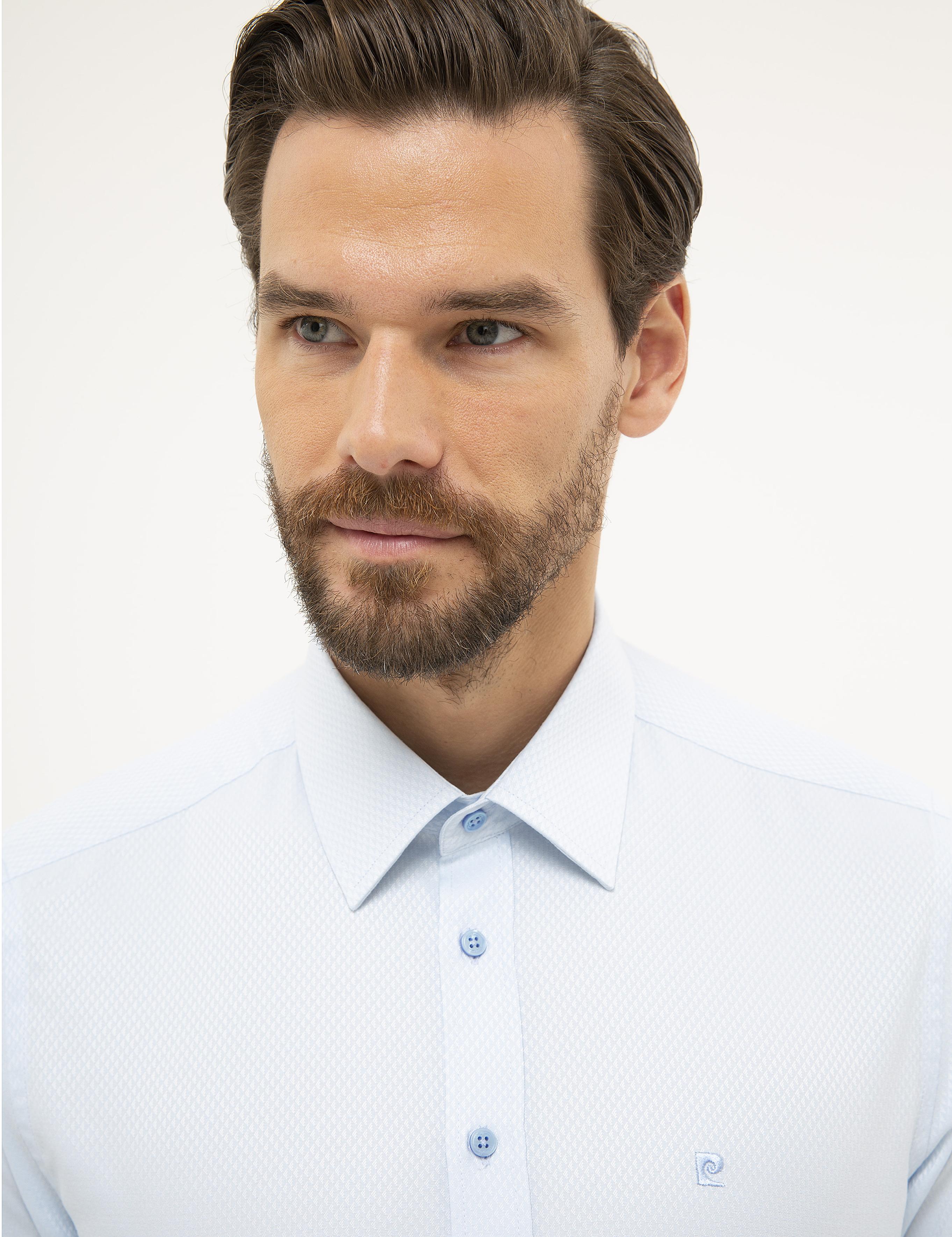 Açık Mavi Slim Fit Armürlü Gömlek