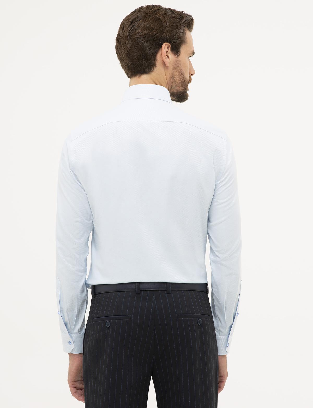 Açık Mavi Slim Fit Armürlü Gömlek - 50227479015