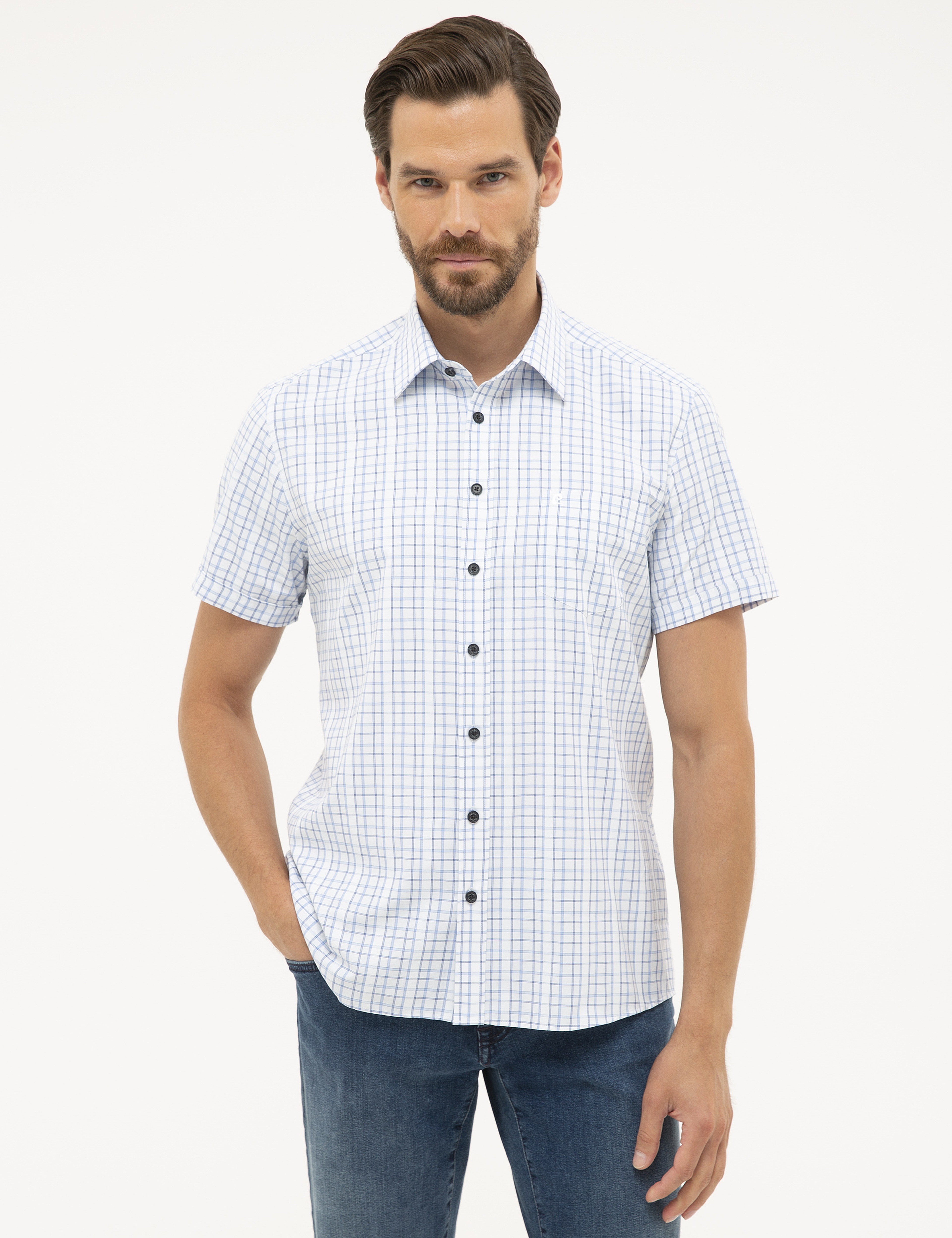 Mavi Regular Fit Kısa Kollu Gömlek - Image 1