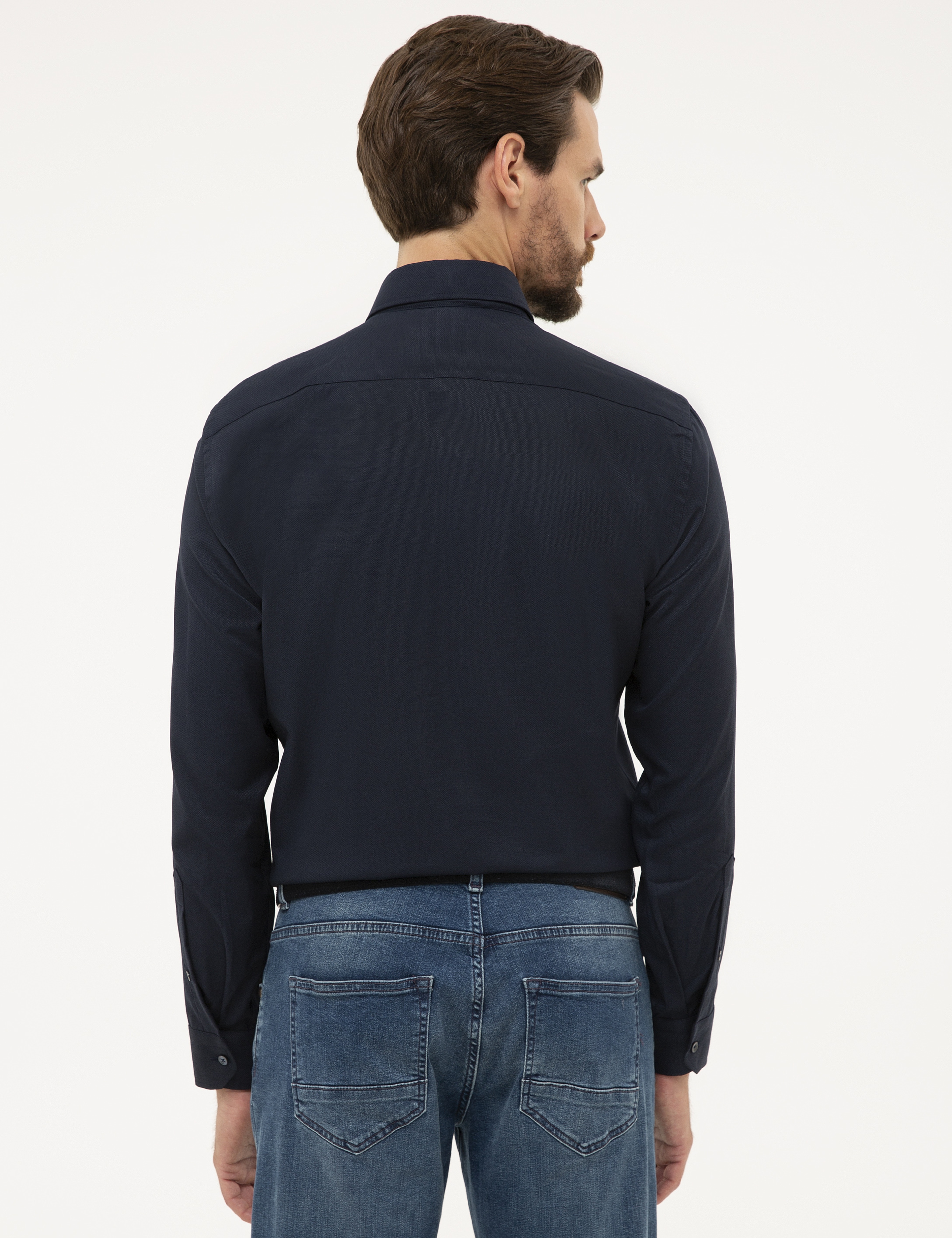 Lacivert Slim Fit Oxford Gömlek