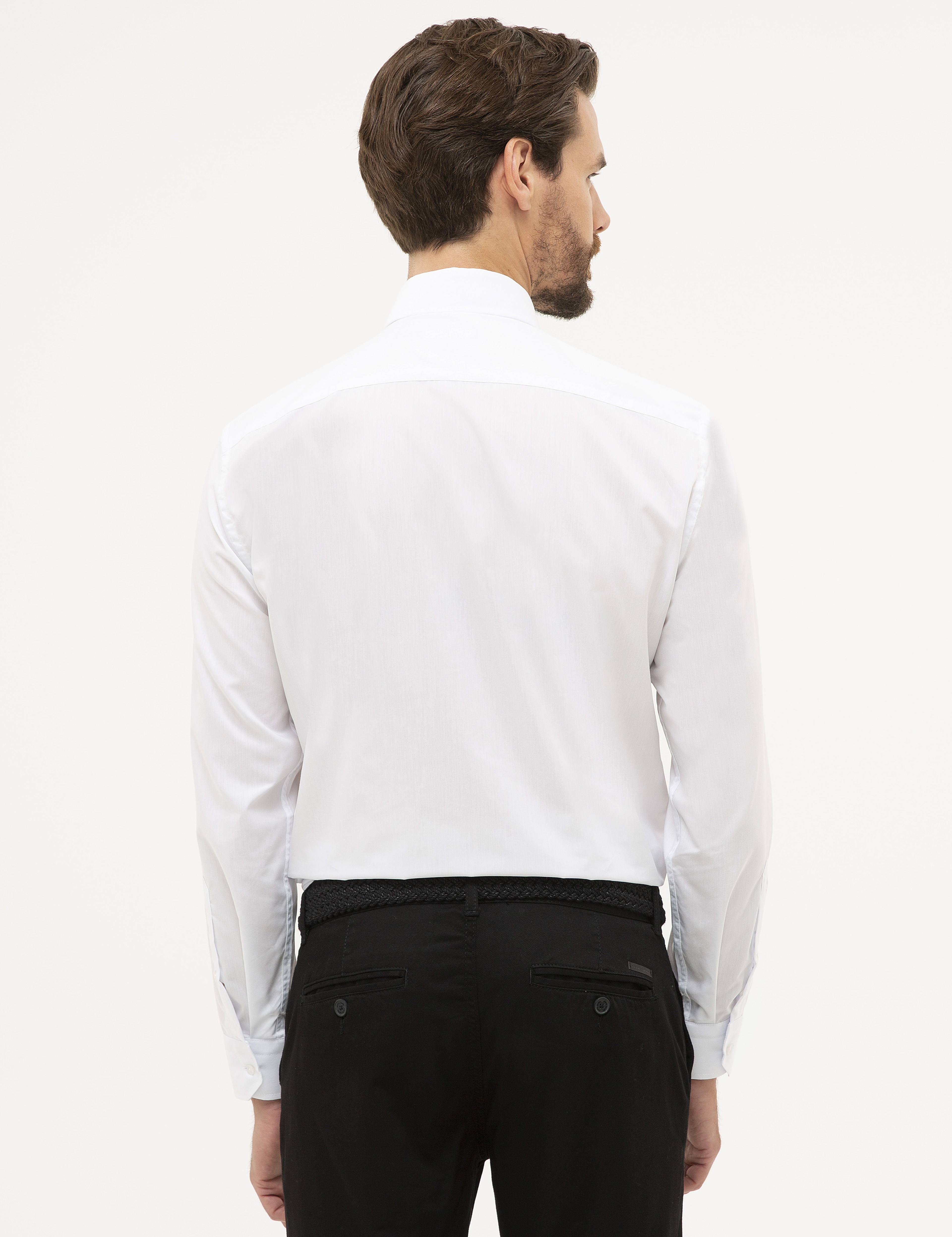 Beyaz Regular Fit Basic Gömlek - Image 3
