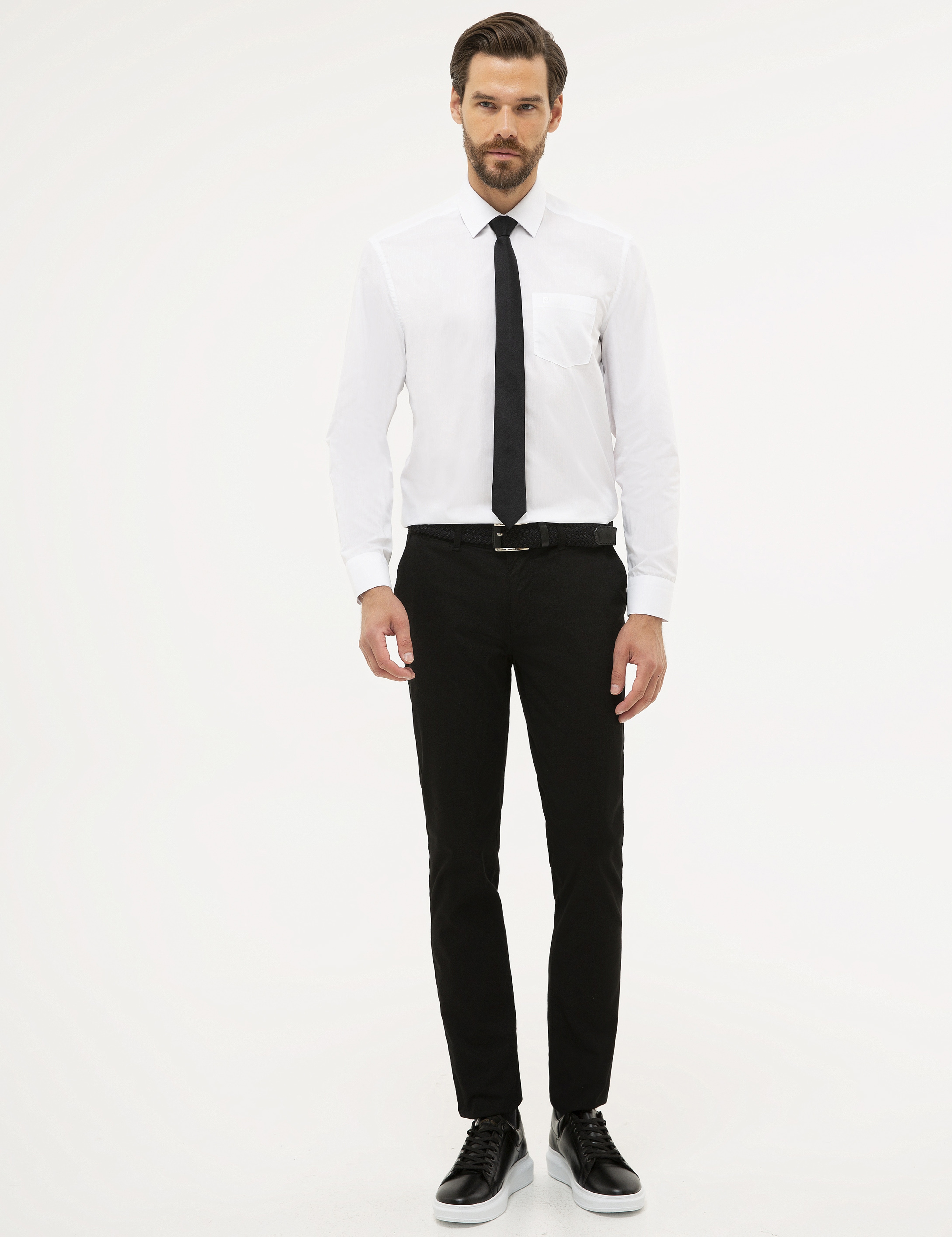 Beyaz Regular Fit Basic Gömlek - Image 4