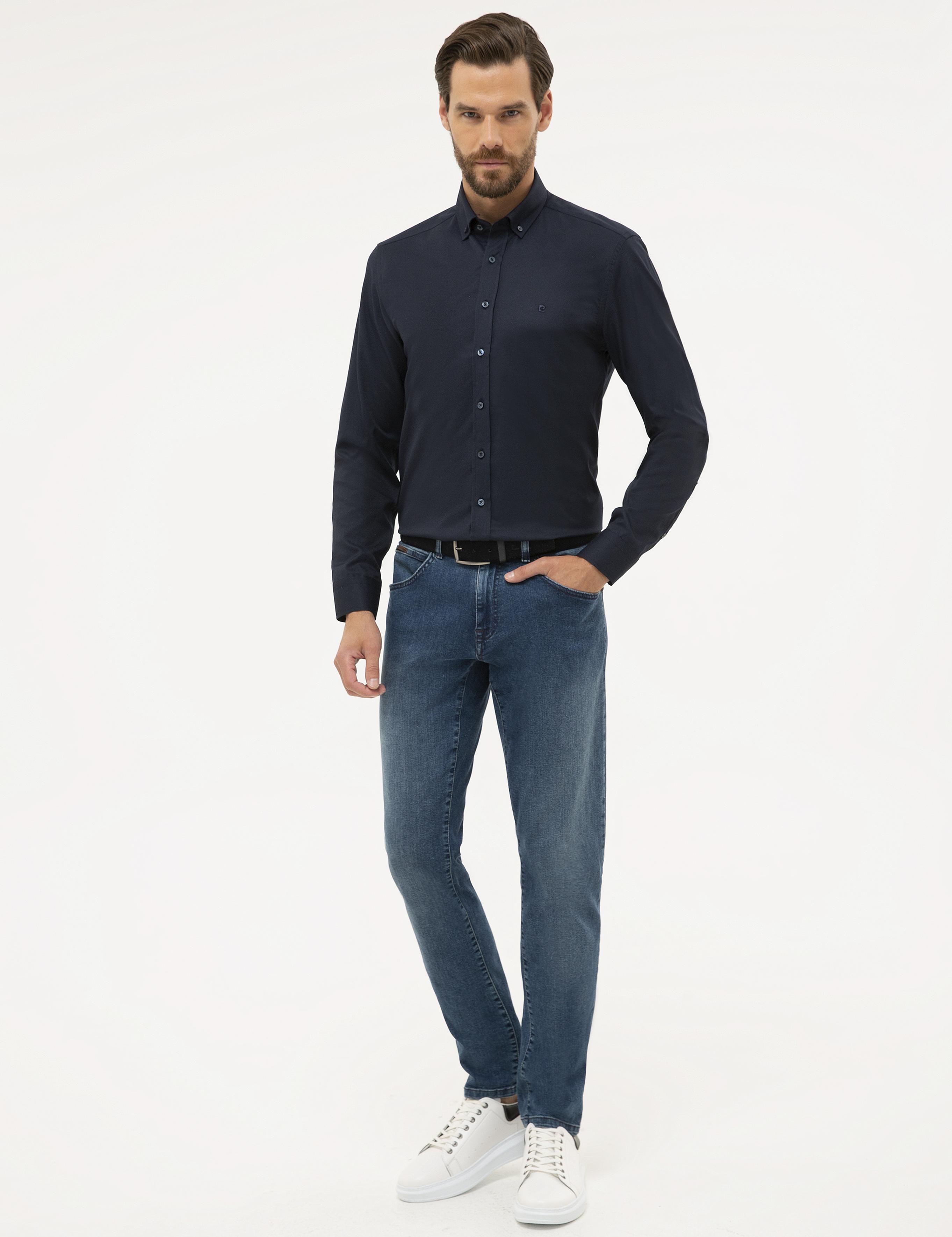 Lacivert Slim Fit Oxford Gömlek