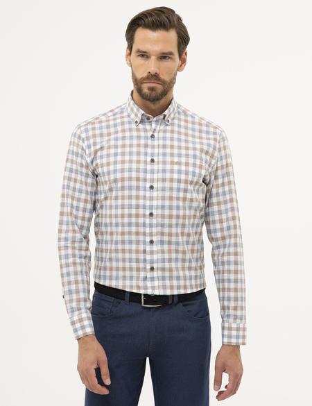 Kahverengi Regular Fit Uzun Kollu Gömlek - 50227236015