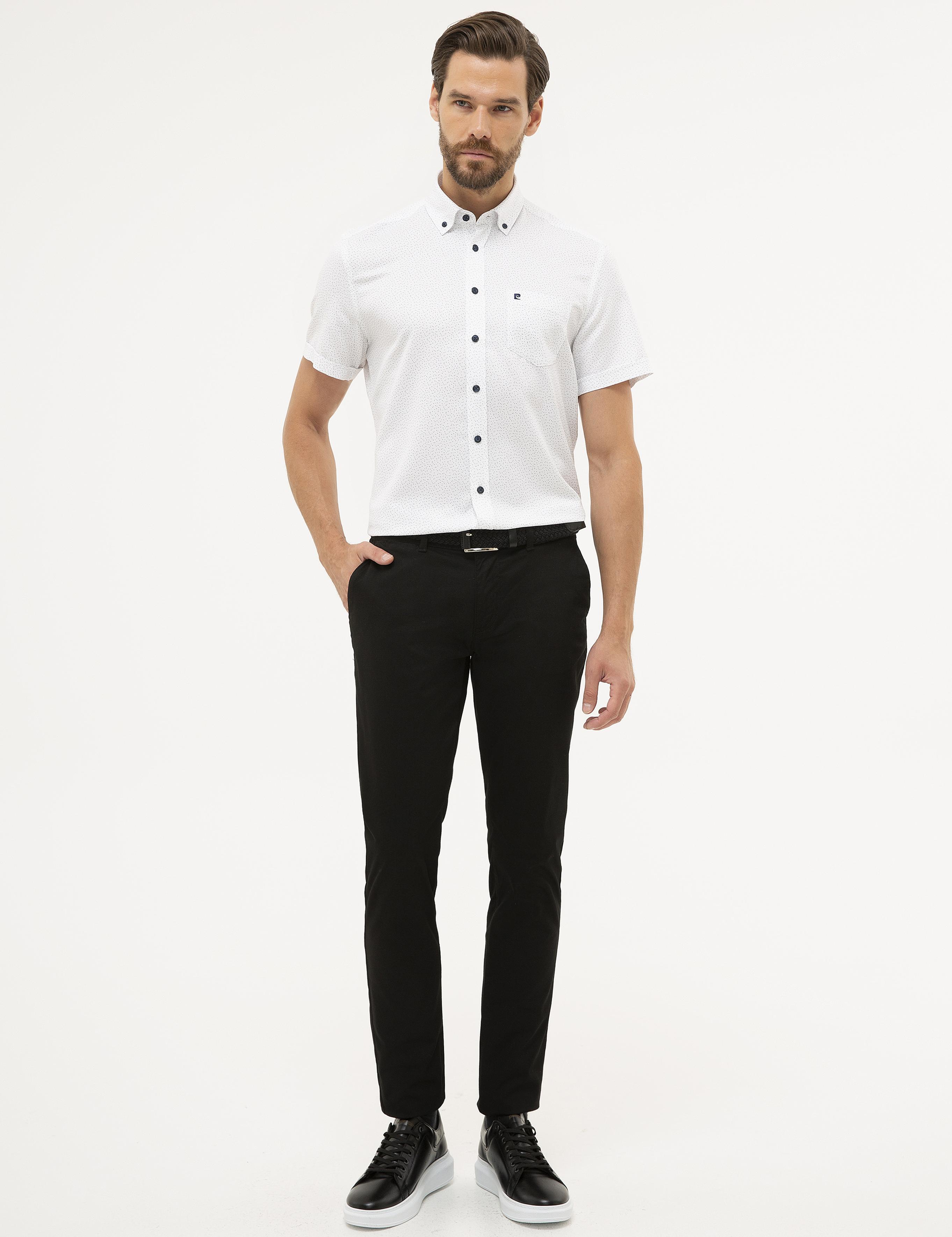 Beyaz Regular Fit Kısa Kollu Gömlek