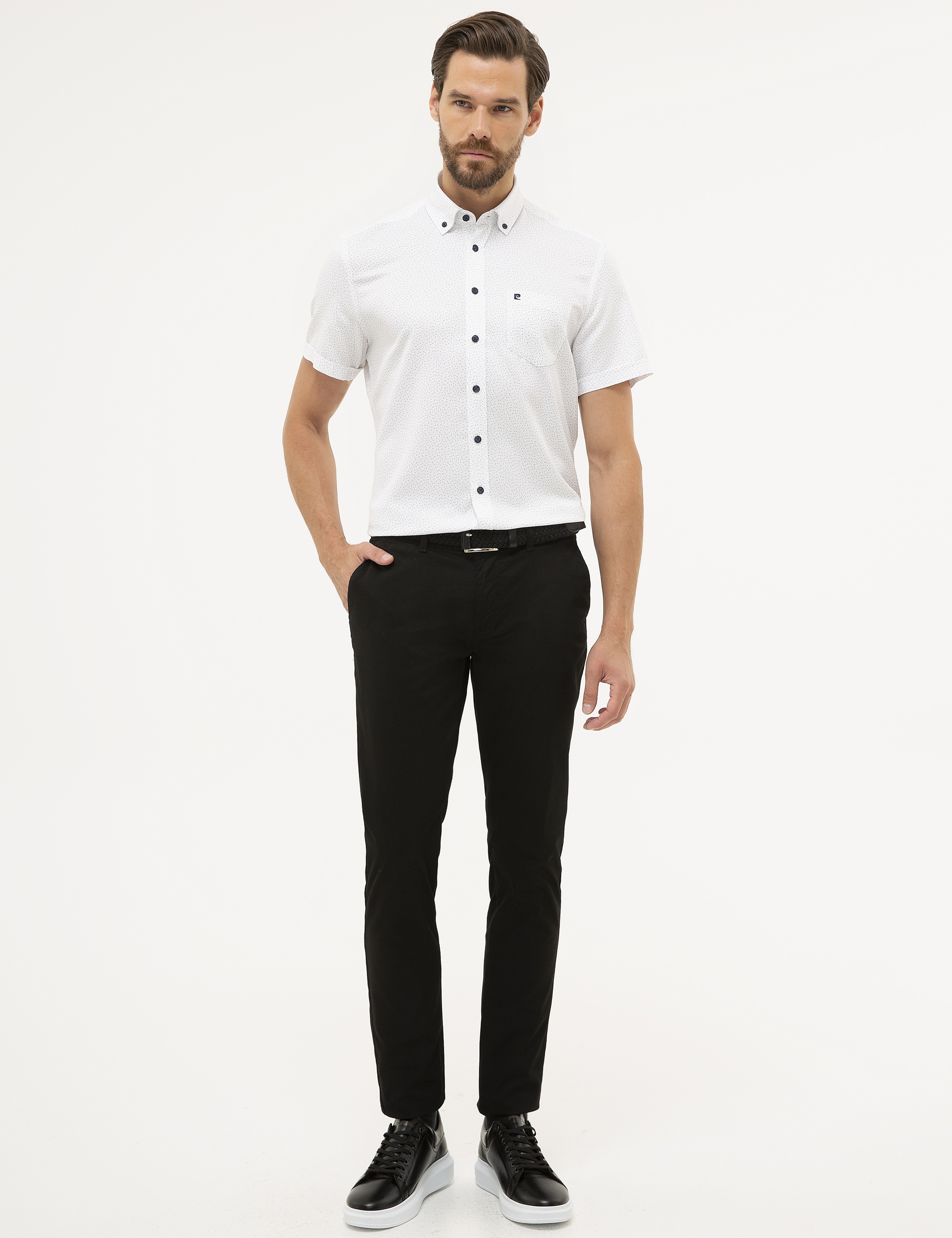 Beyaz Regular Fit Kısa Kollu Gömlek - Image 4
