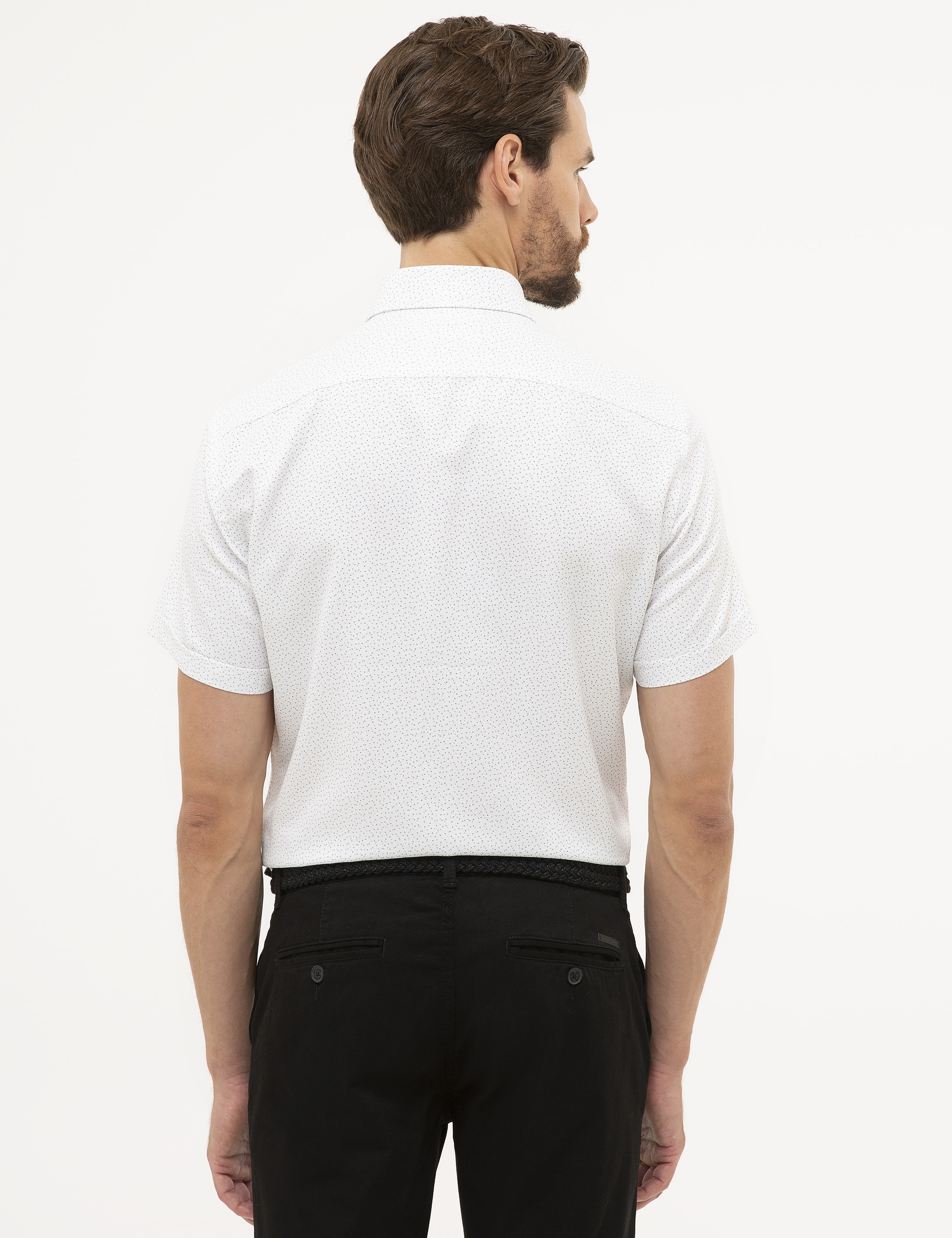 Beyaz Regular Fit Kısa Kollu Gömlek - Image 3